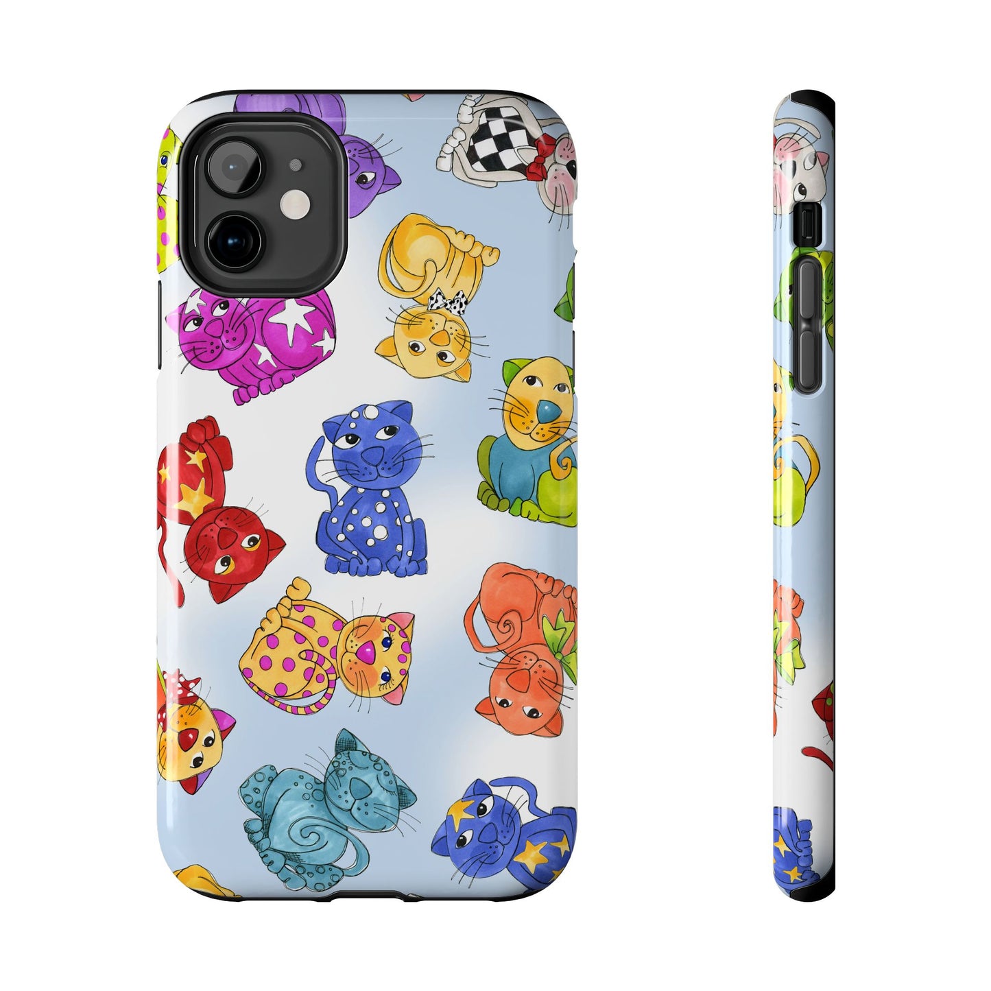 Tossed Happy Cats Blue Sky Phone Case