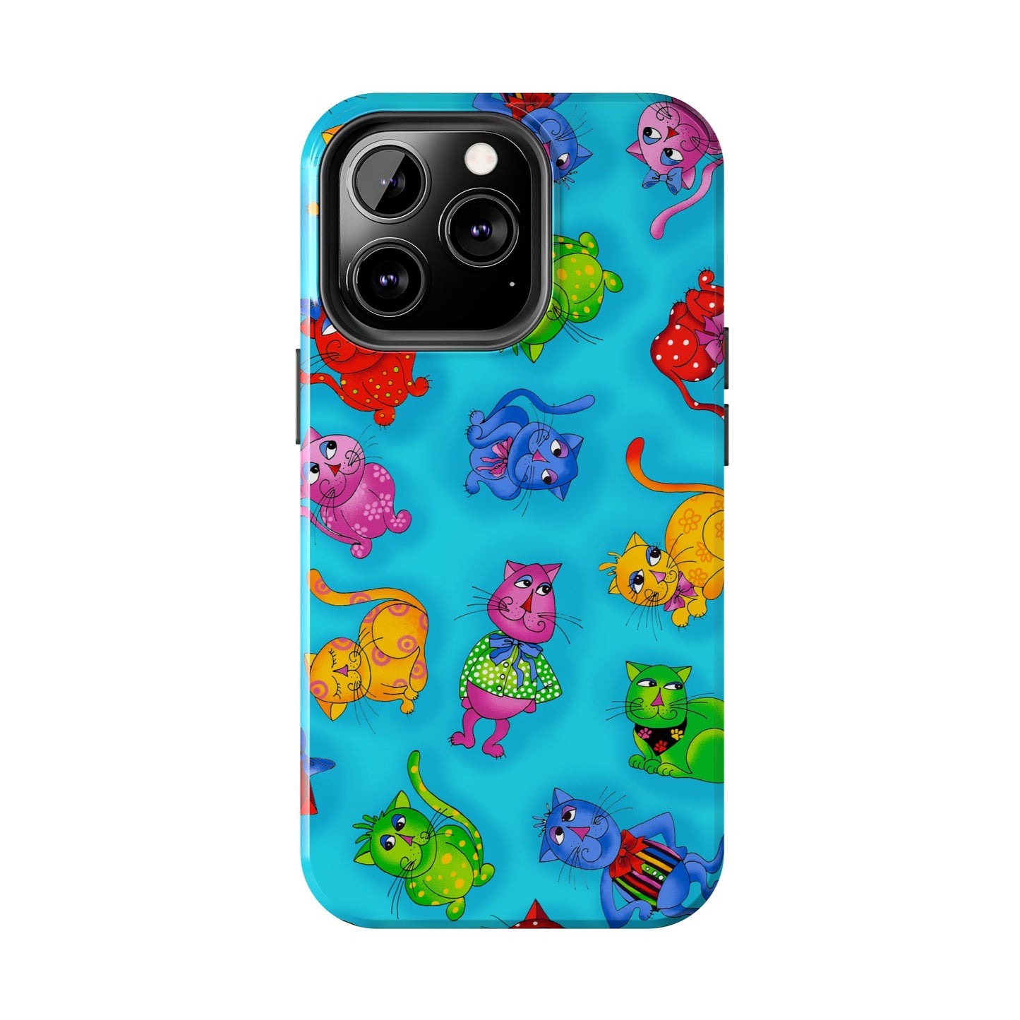 Tossed Cool Cats Turquoise Phone Case