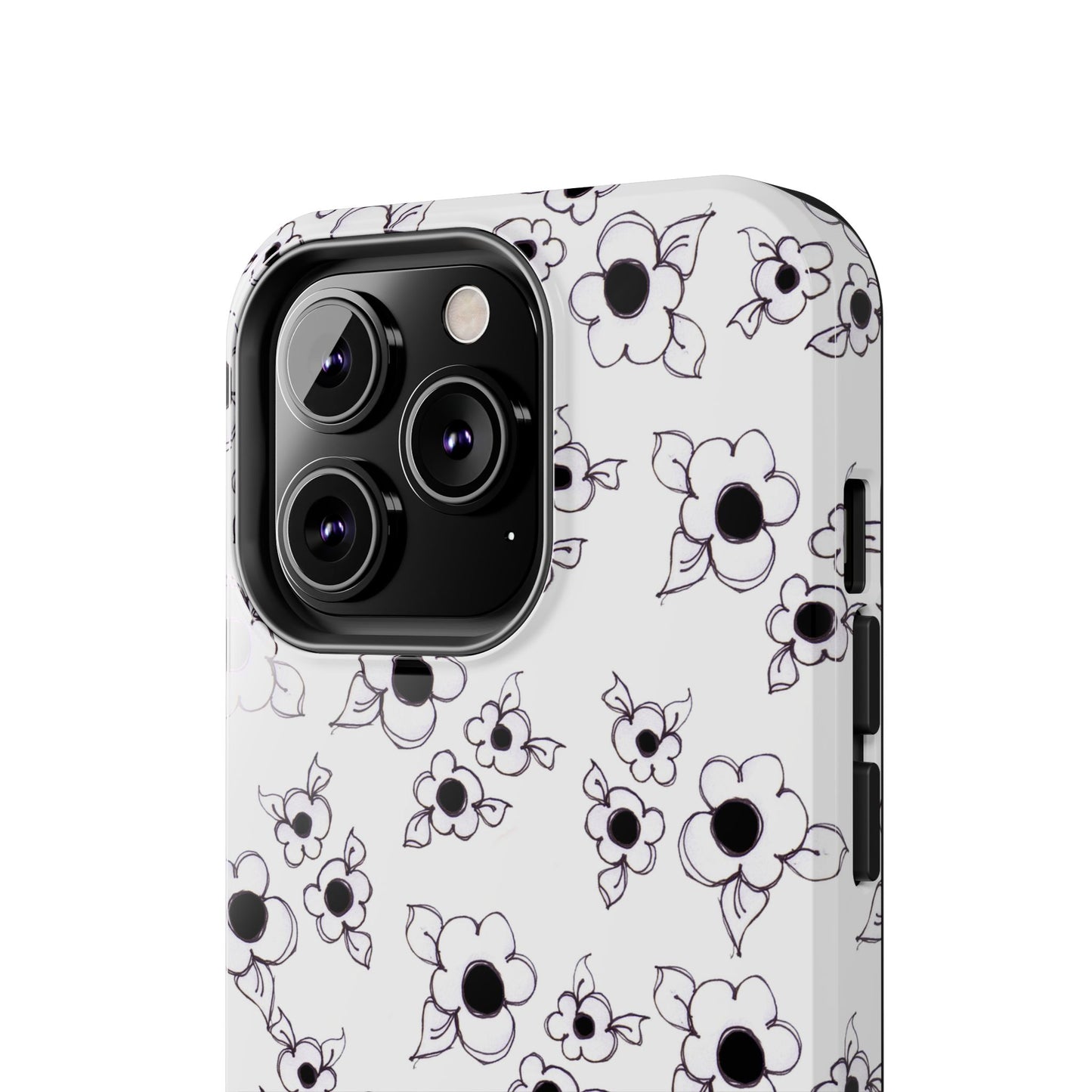 Daisy Cluster White / Black Phone Case