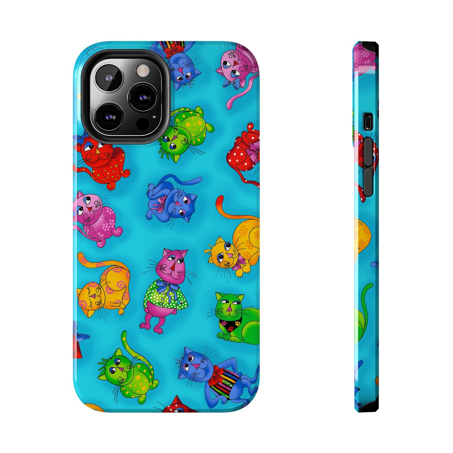 Tossed Cool Cats Turquoise Phone Case