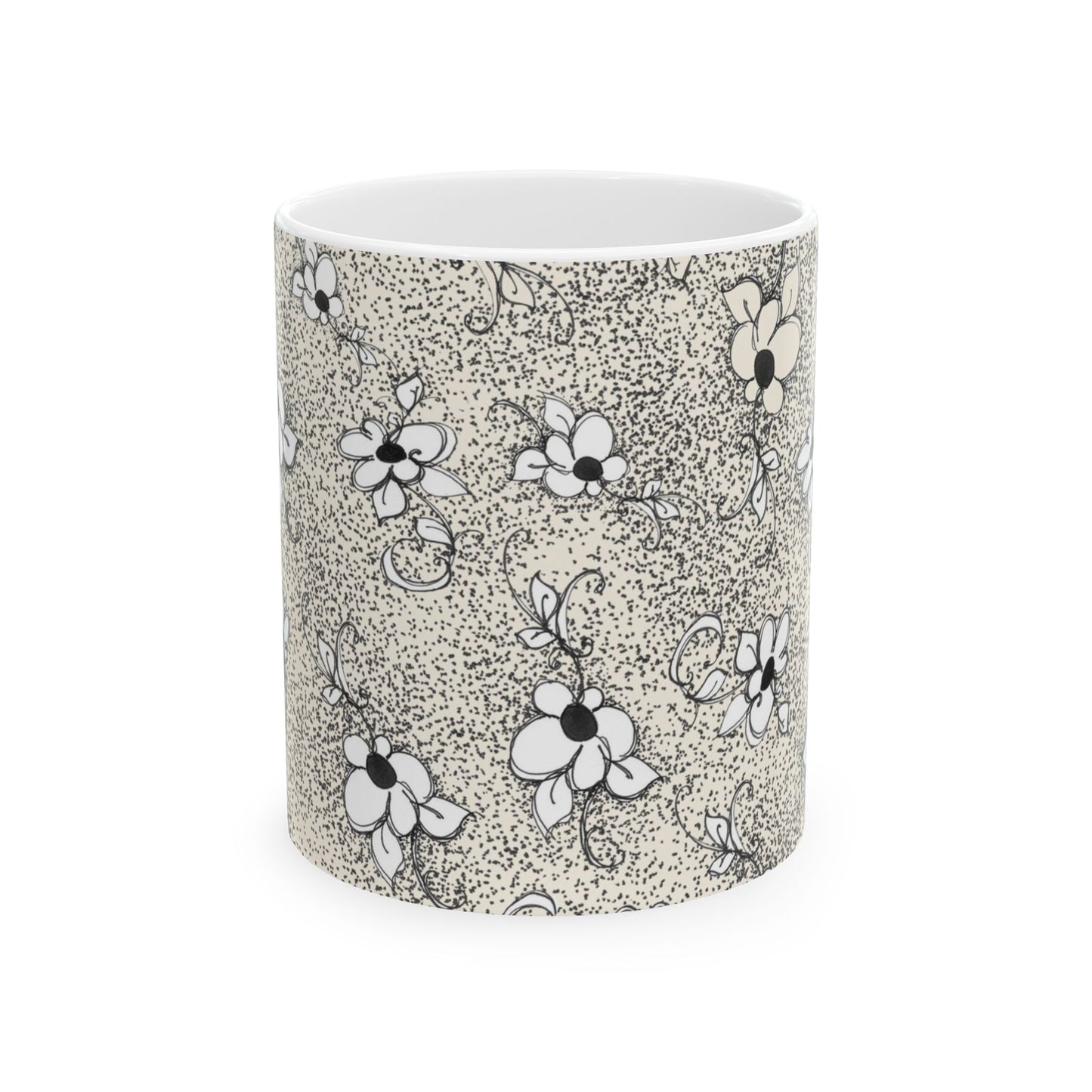 Daisy Specks Ivory / Black Cup