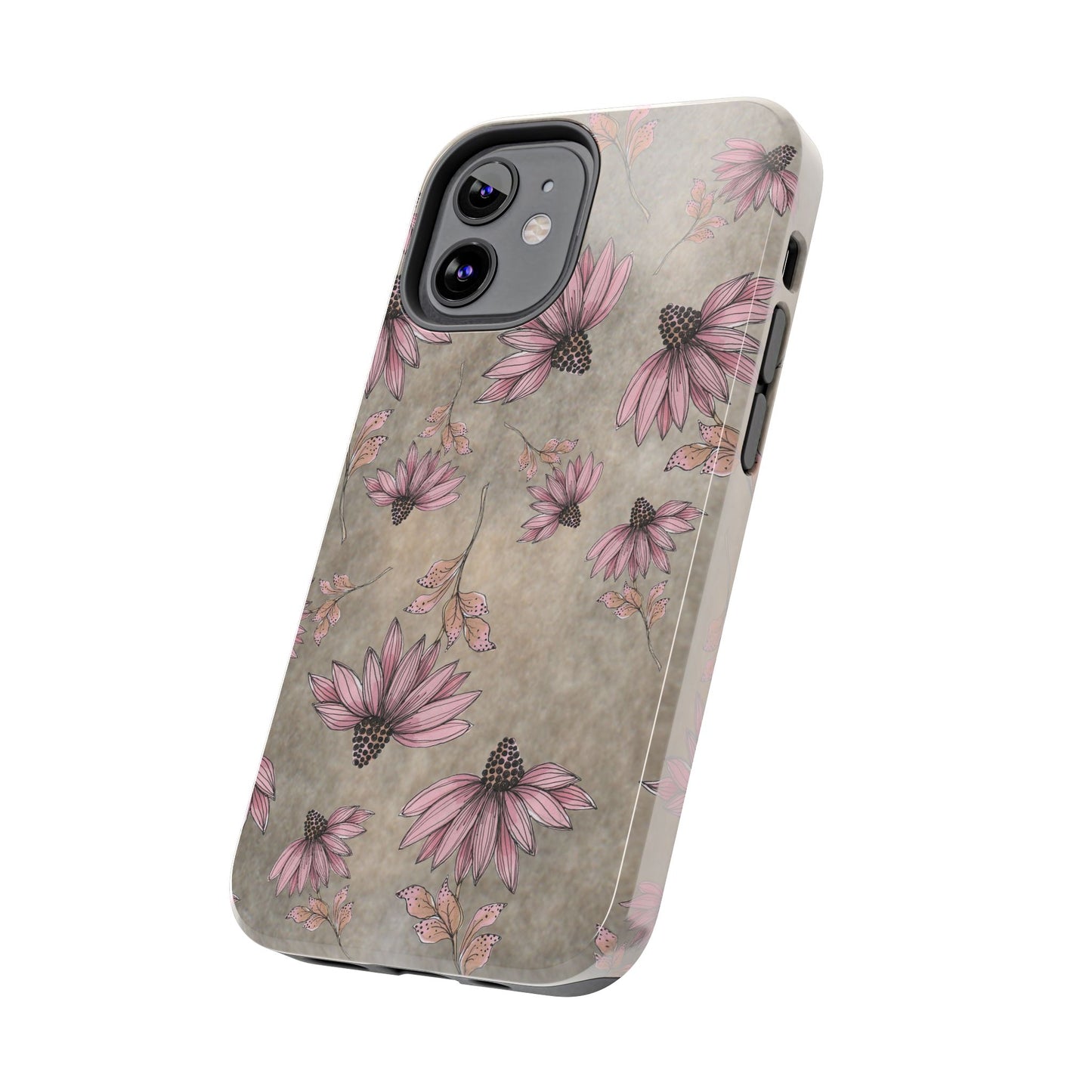 Wild Cone Flowers Taupe Marble Phone Case