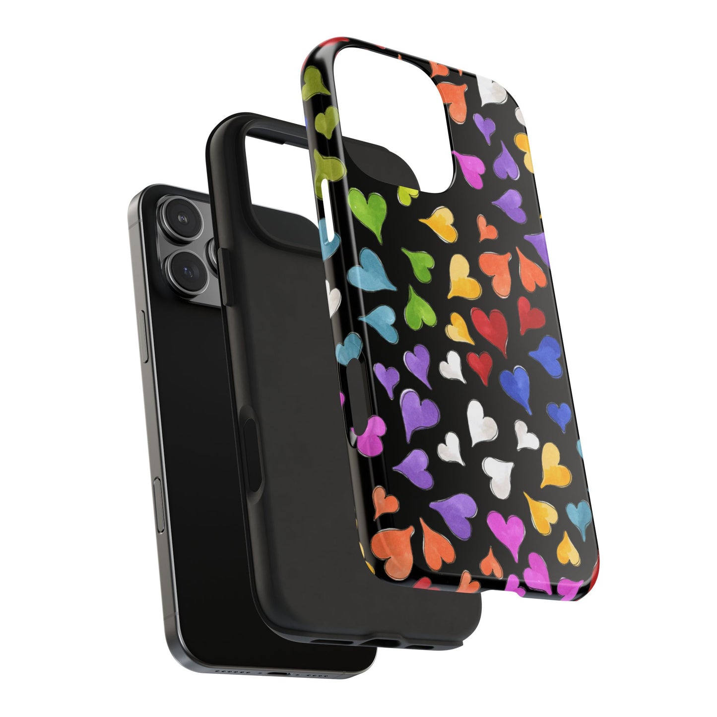 Happy Hearts Black Phone Case