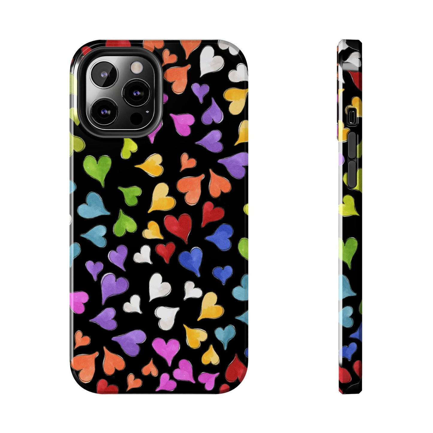 Happy Hearts Black Phone Case