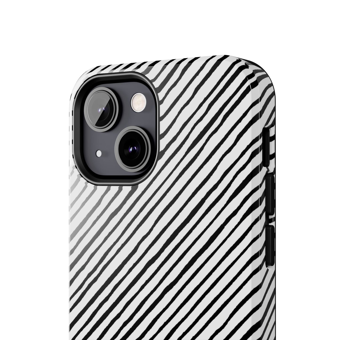 Quirky Bias Stripe White / Black Phone Case