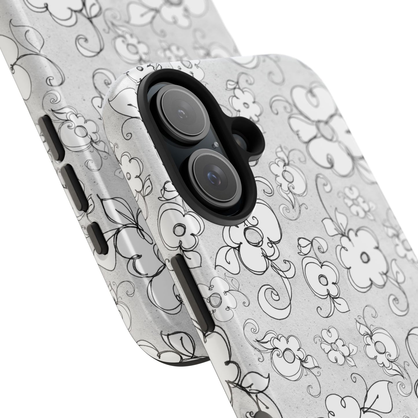 Lady Flowers Silver Phone Case