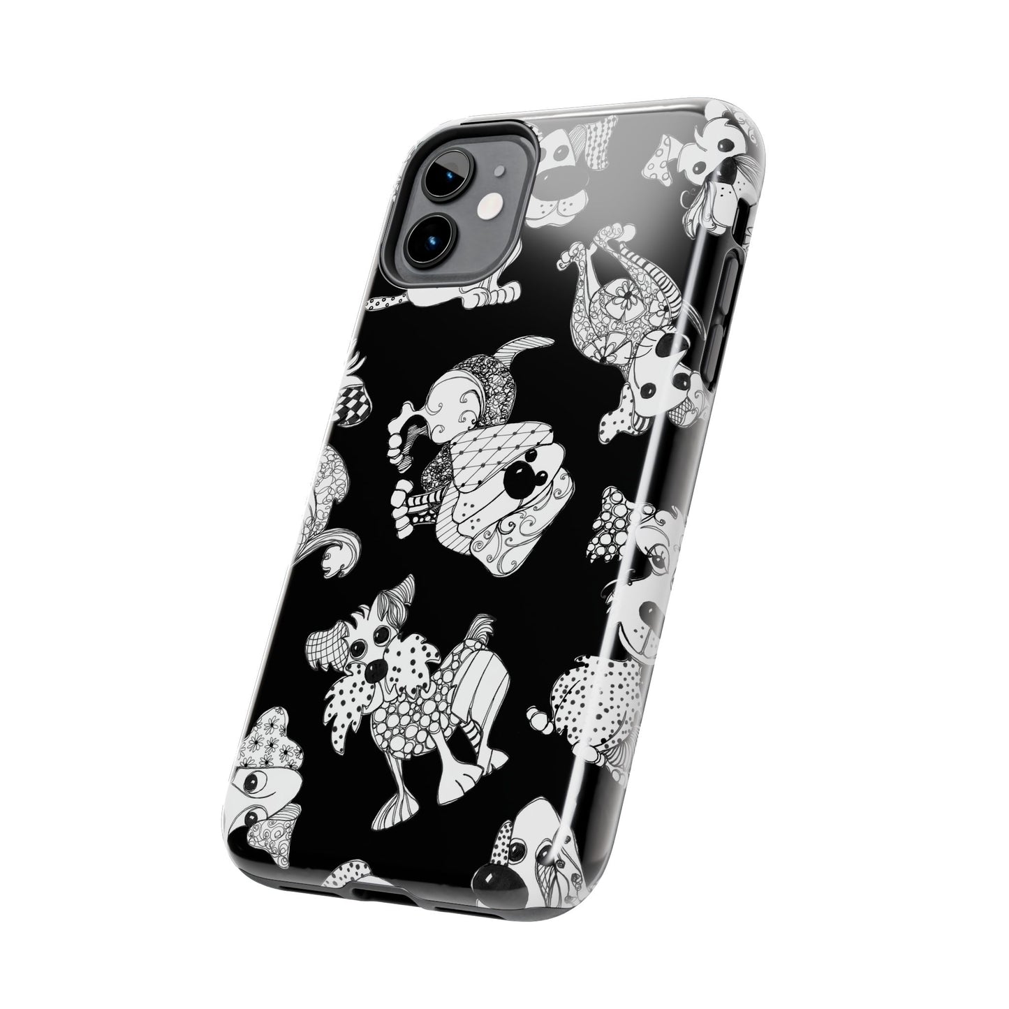 Doodle Dogs Black Phone Case