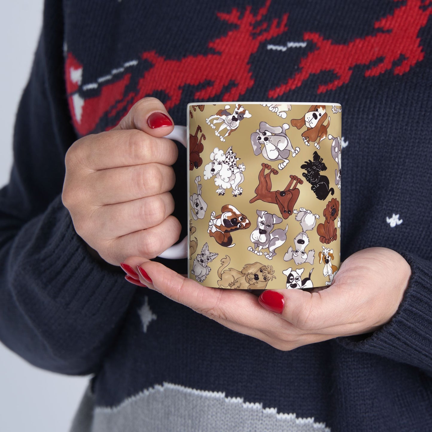 Tossed Doggies Tan Cup