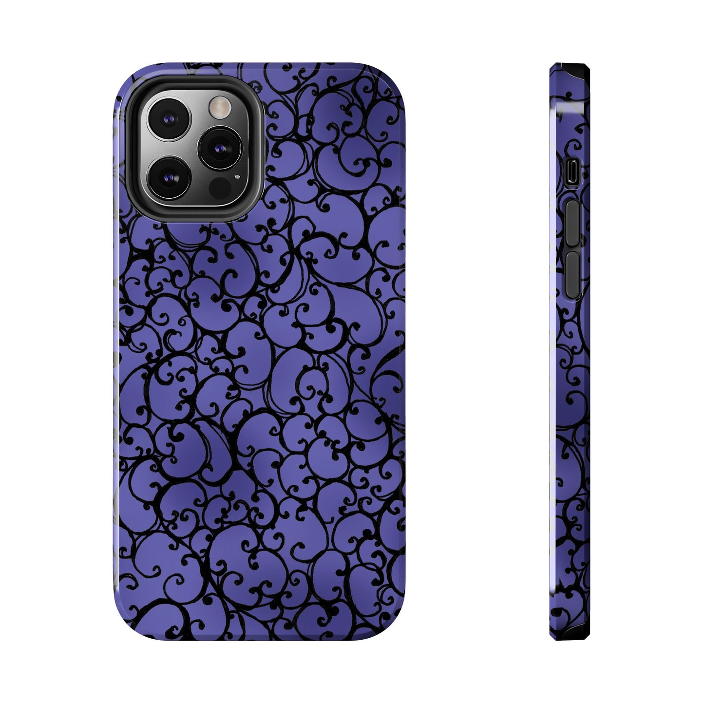 Scrollie Violet / Black Phone Case