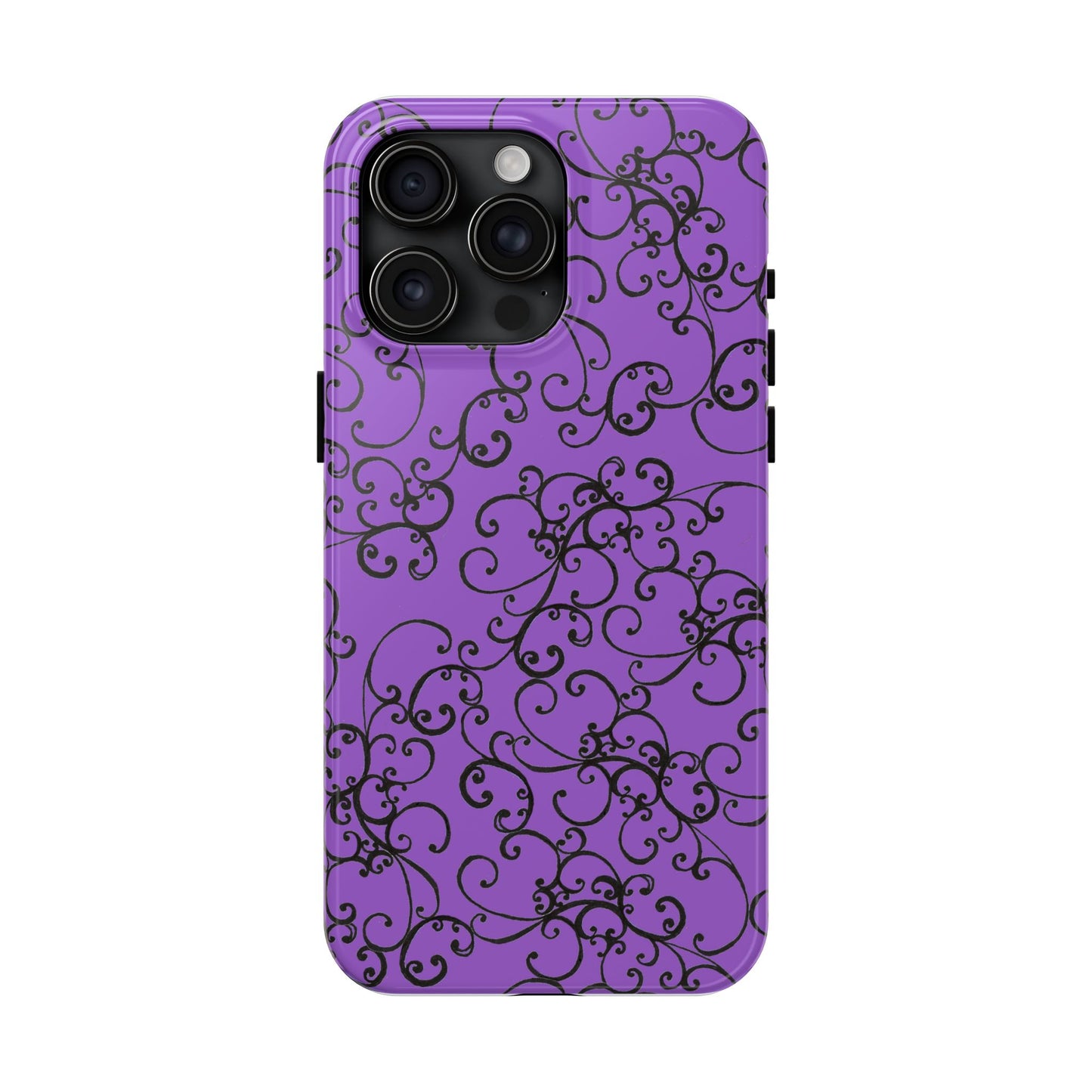 Elegant Scroll Purple / Black Phone Case