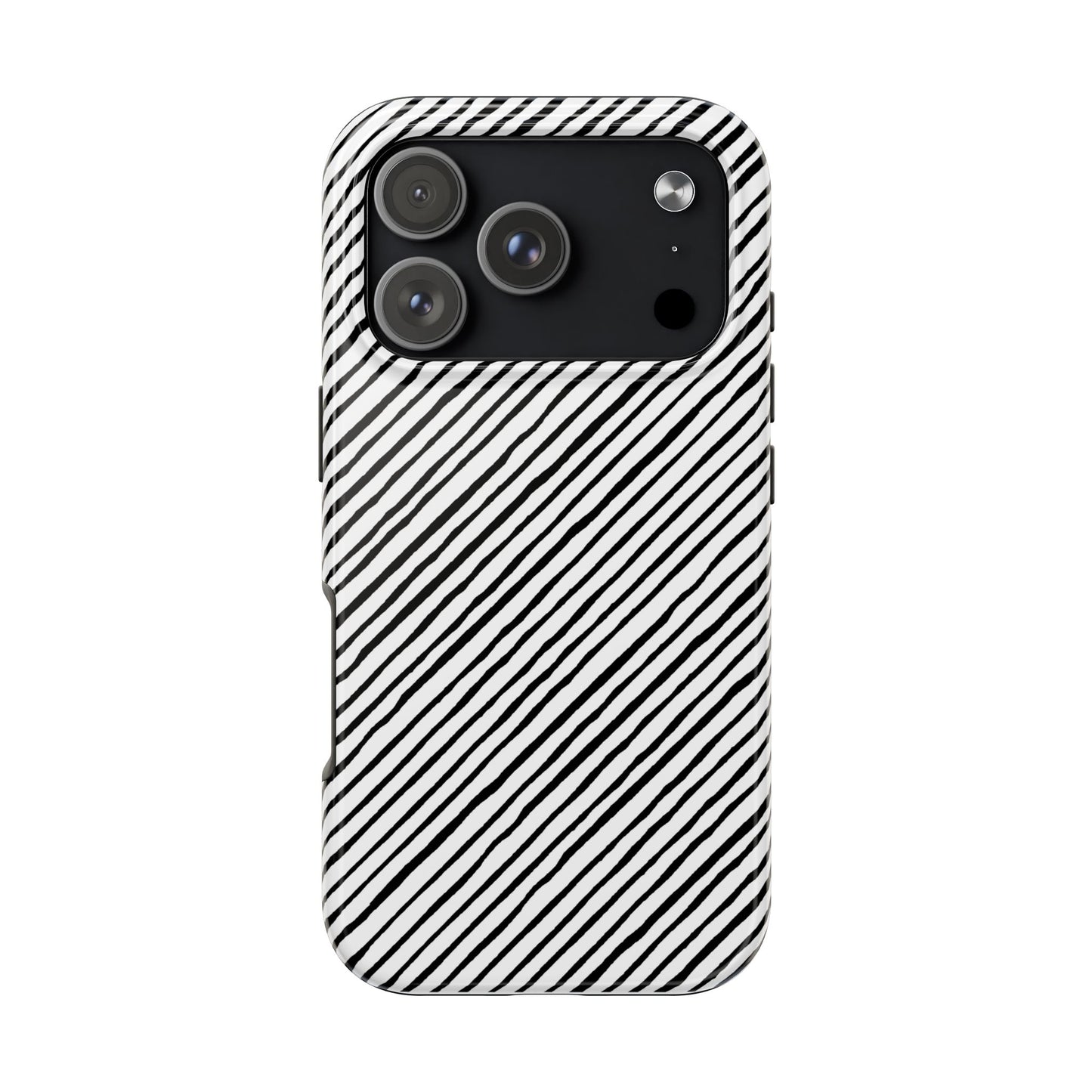 Quirky Bias Stripe White / Black Phone Case