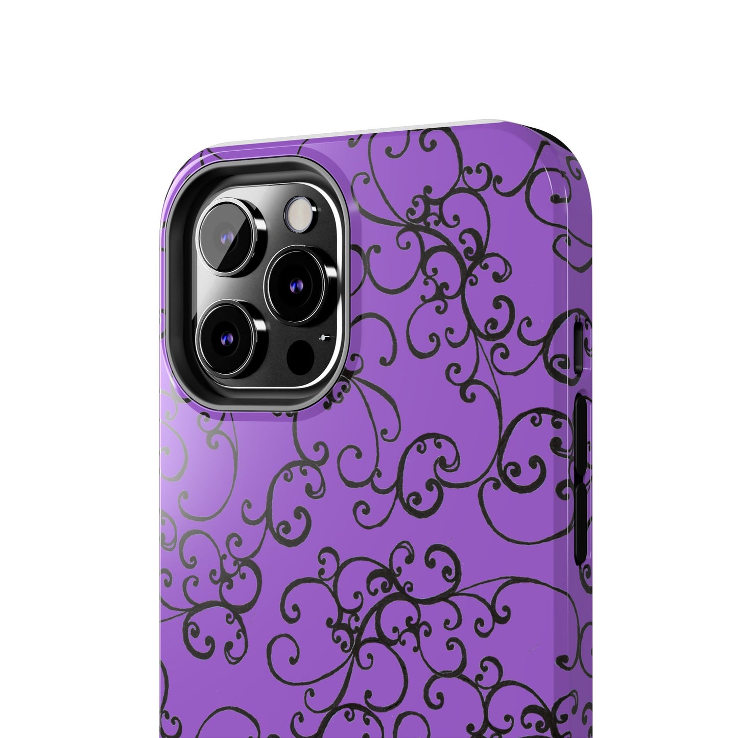 Elegant Scroll Purple / Black Phone Case