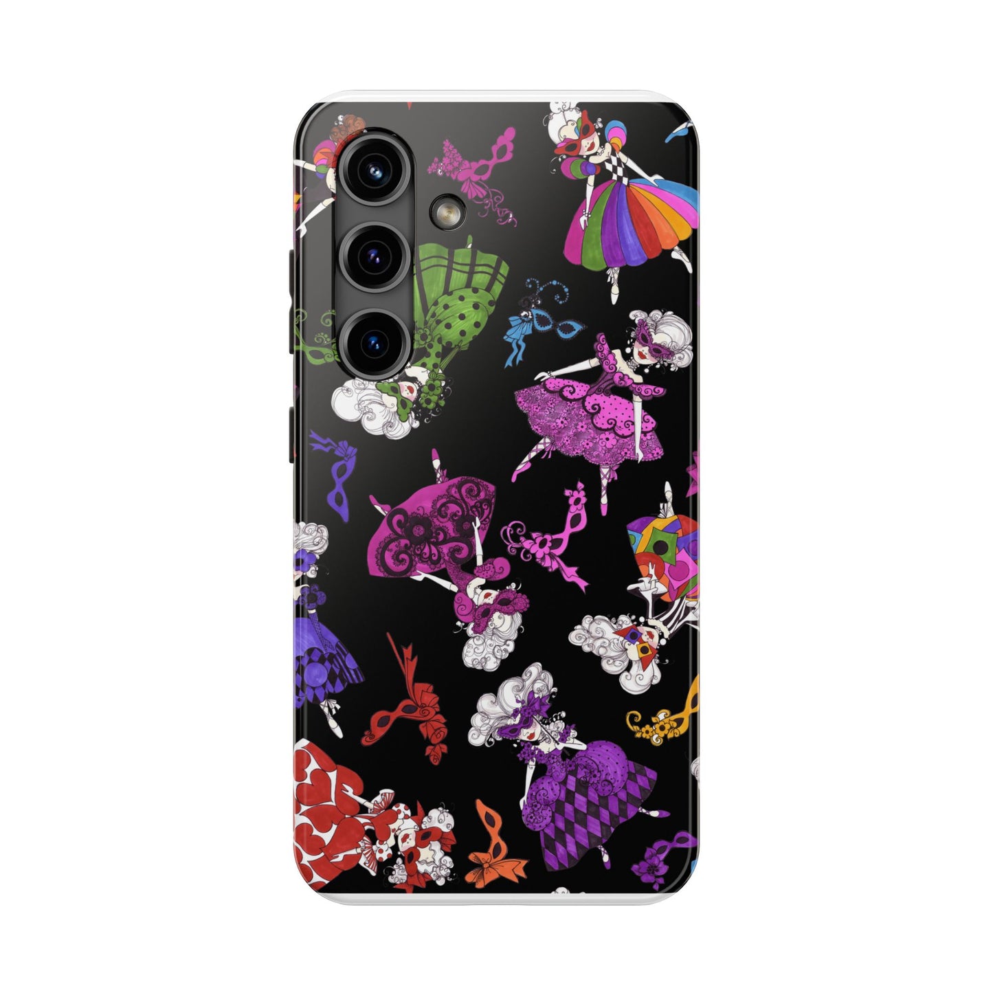 Tossed Masquerade Ladies Black Phone Case