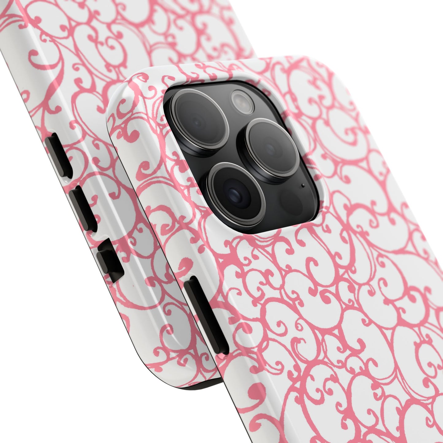 Scrollie White / Pink Phone Case