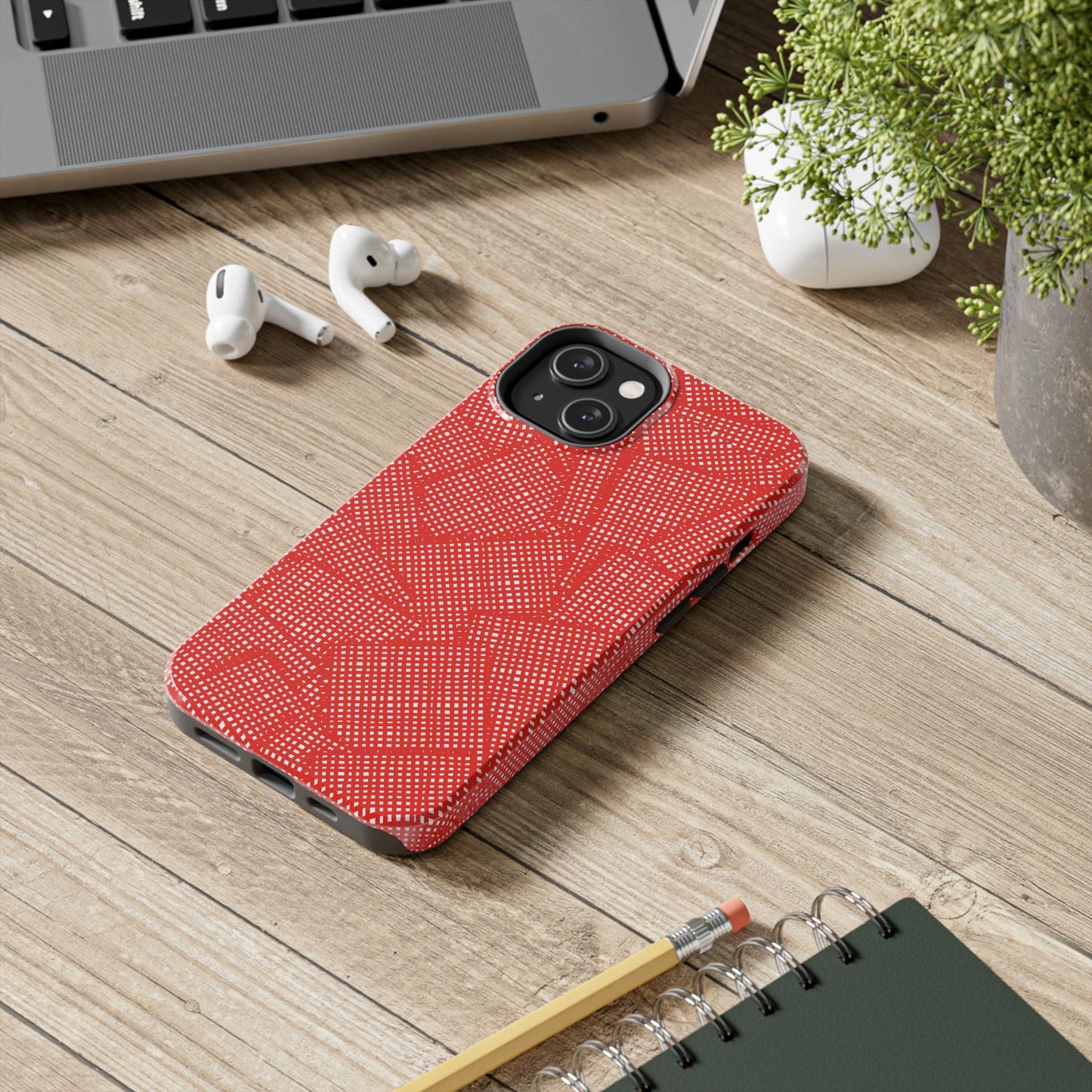 Check Patch Large Red Phone Case