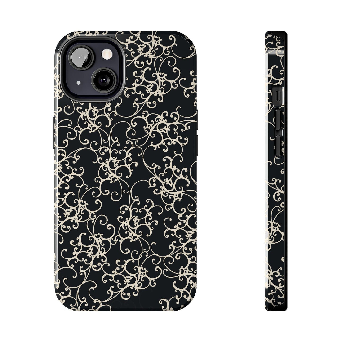 Elegant Scroll Black / Ivory Phone Case
