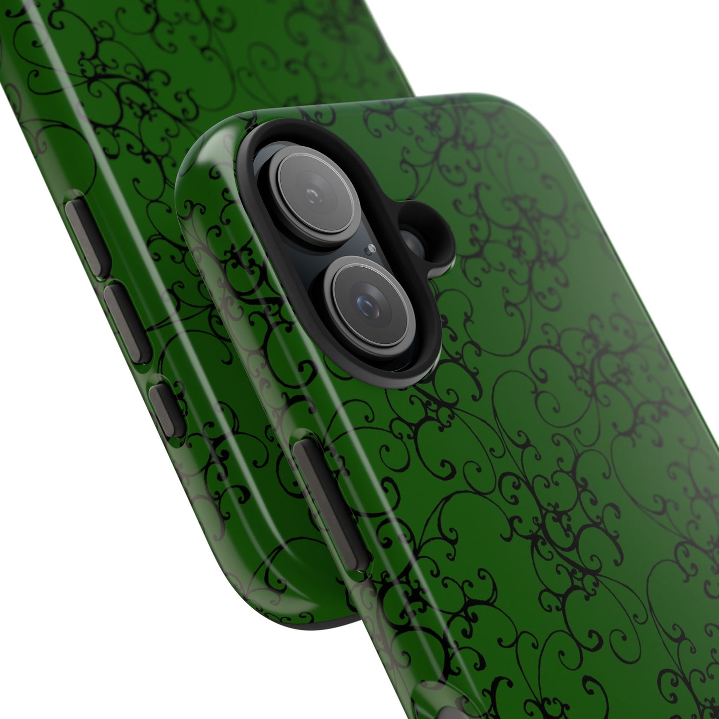 Elegant Scroll Dark Green / Black Phone Case