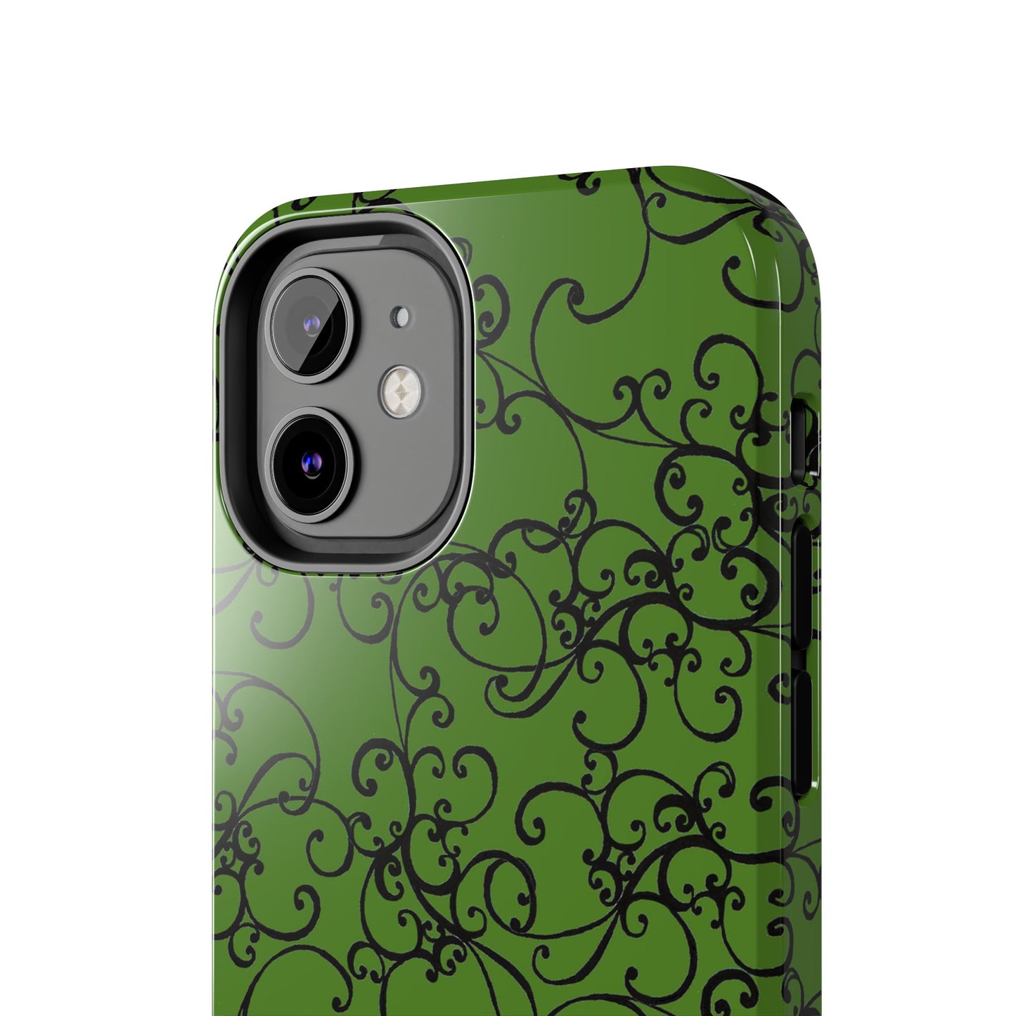 Elegant Scroll Green / Black Phone Case