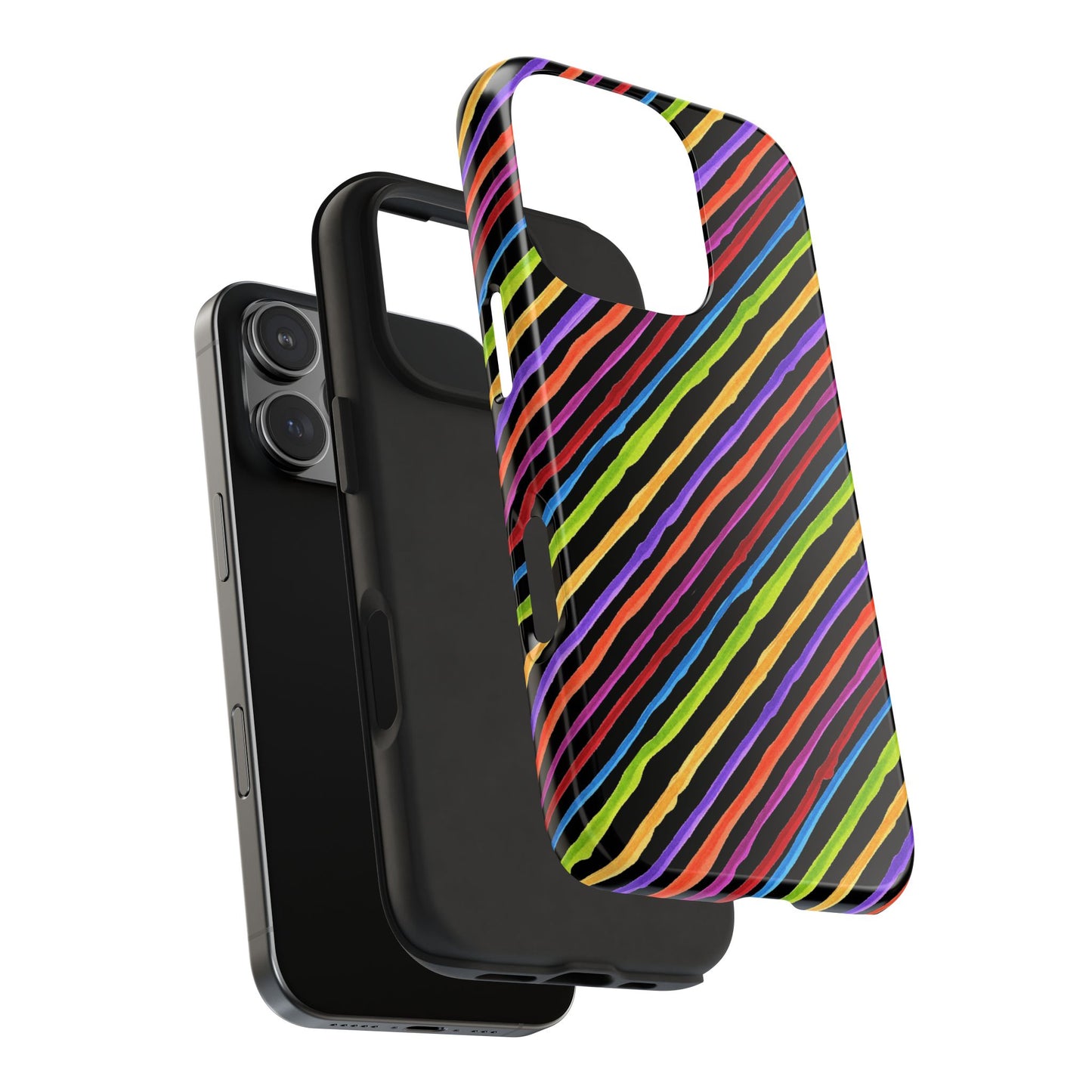 Quirky Bias Stripe Black Phone Case