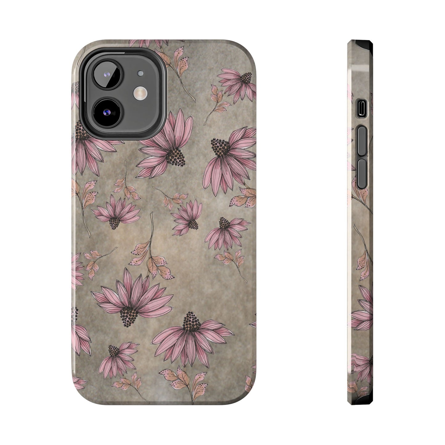 Wild Cone Flowers Taupe Marble Phone Case