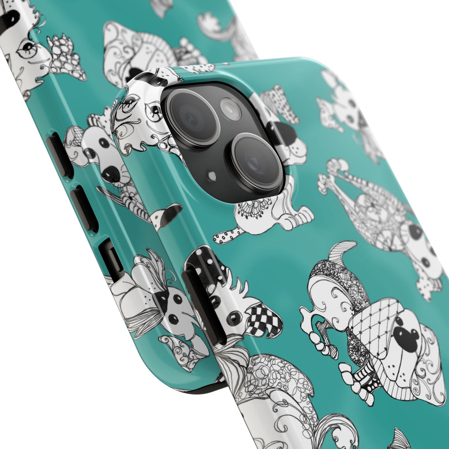 Doodle Dogs Turquoise Phone Case