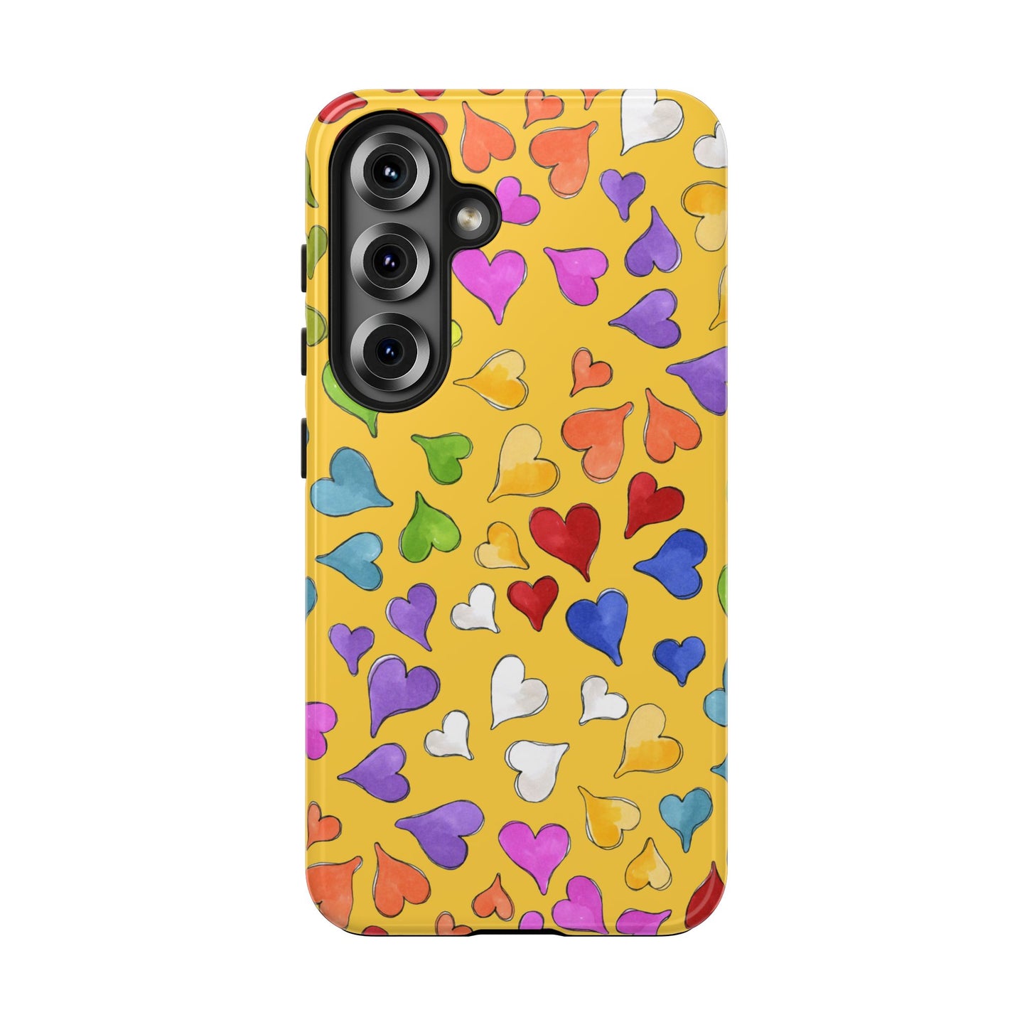Happy Hearts Yellow Phone Case