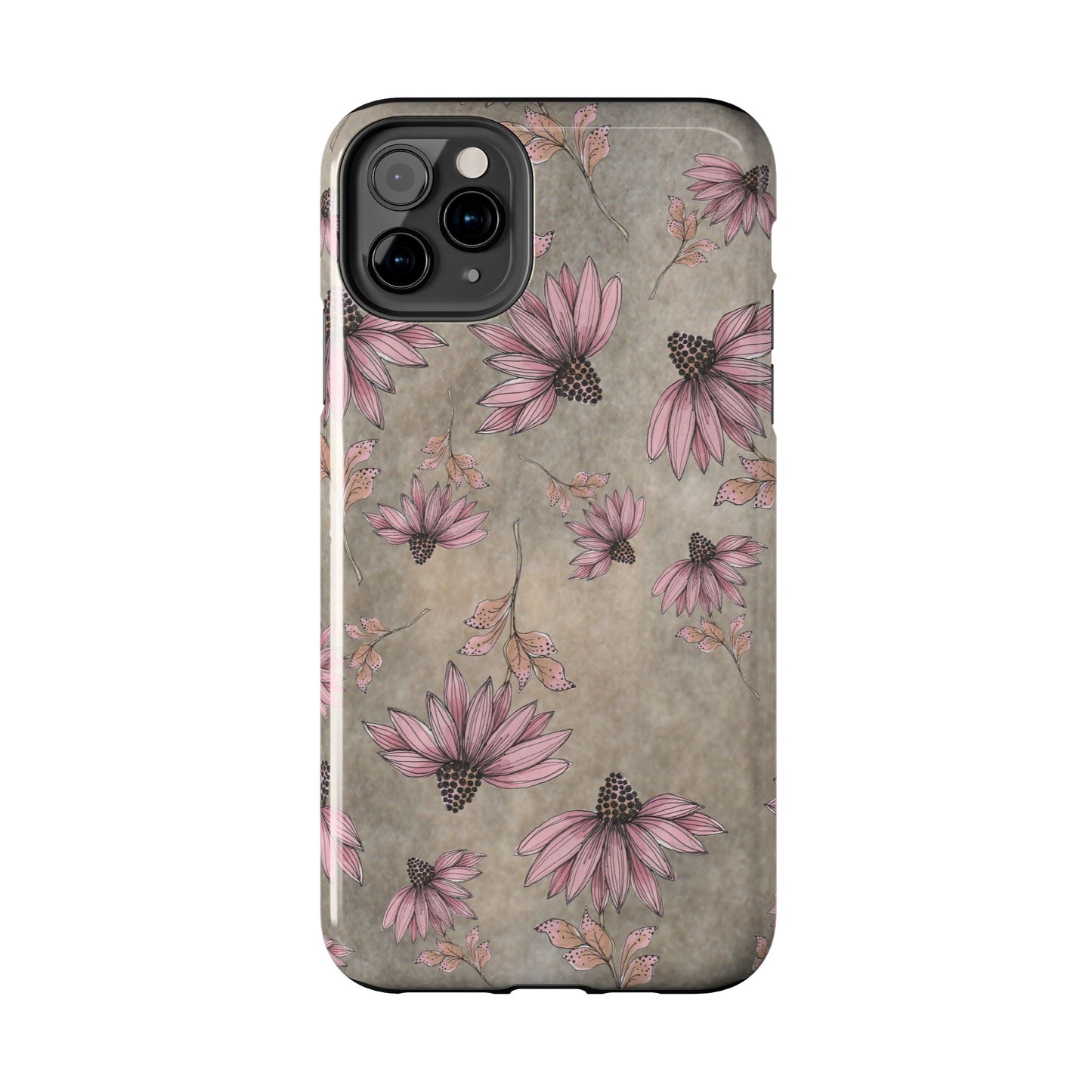 Wild Cone Flowers Taupe Marble Phone Case