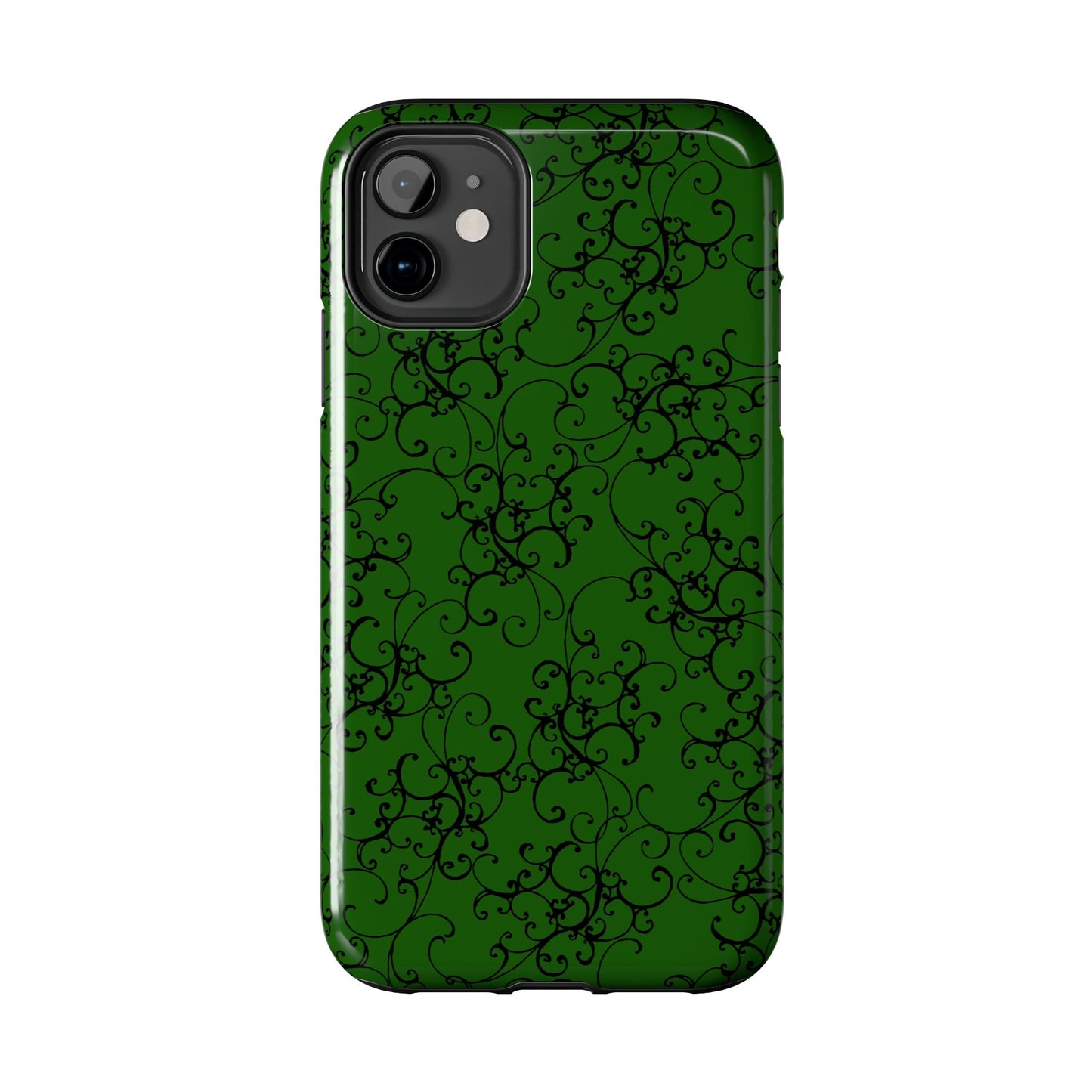 Elegant Scroll Dark Green / Black Phone Case