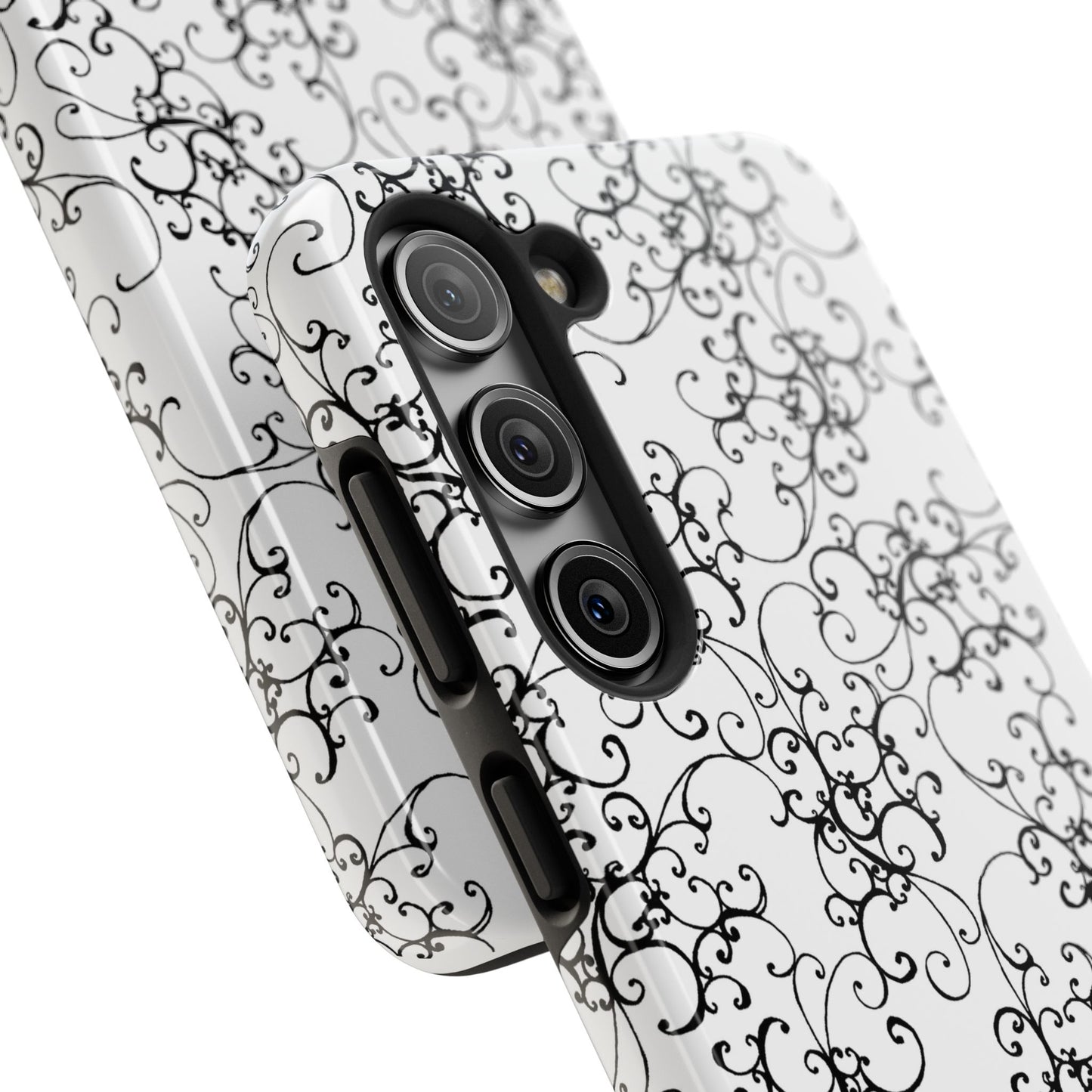 Elegant Scroll White / Black Phone Case