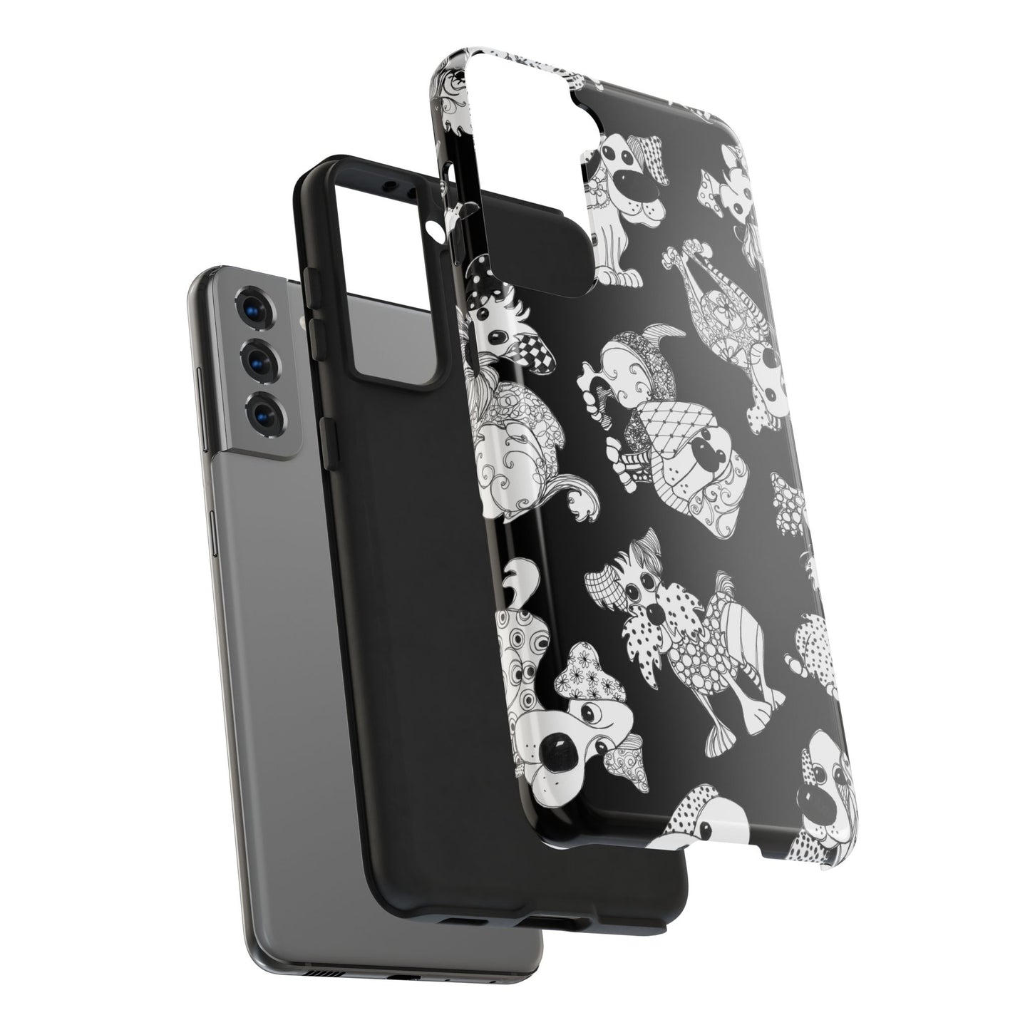 Doodle Dogs Black Phone Case