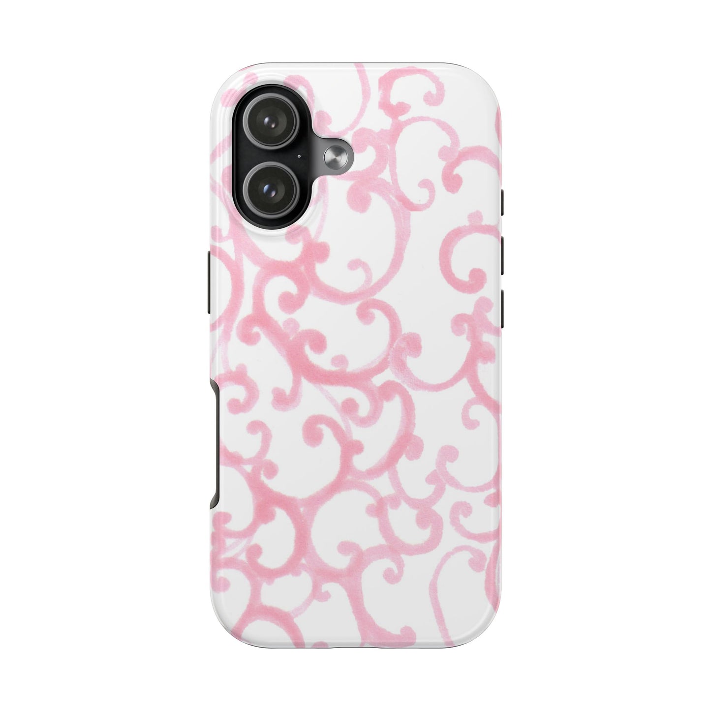 Scrollie White / Pink Phone Case