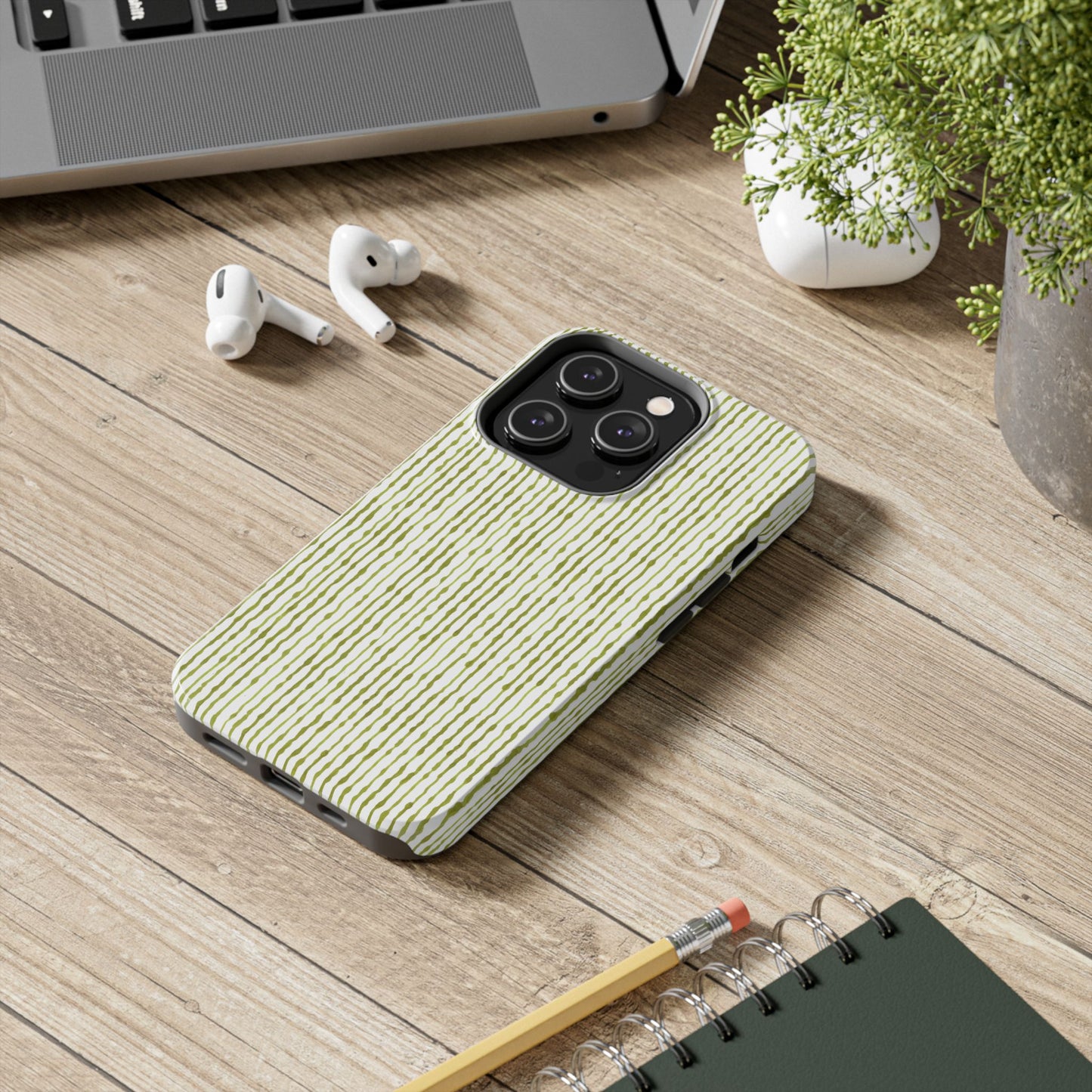 Faux Seersucker White / Green Phone Case