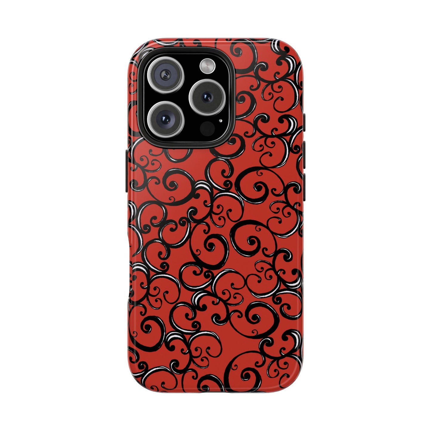 Curls Red / Black Phone Case