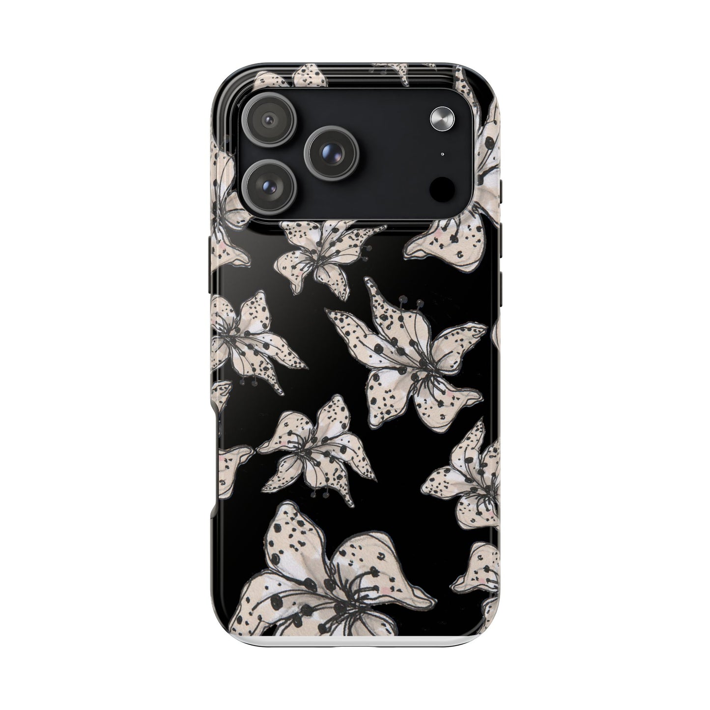 Spotted Lilies Black Phone Case