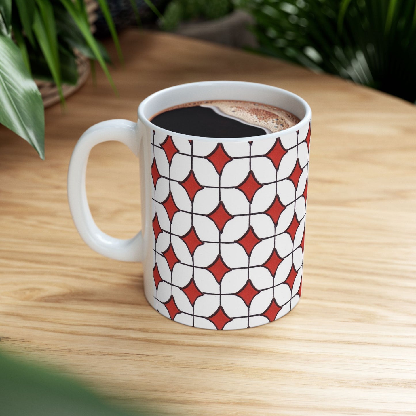 Tile-ish White / Red Cup