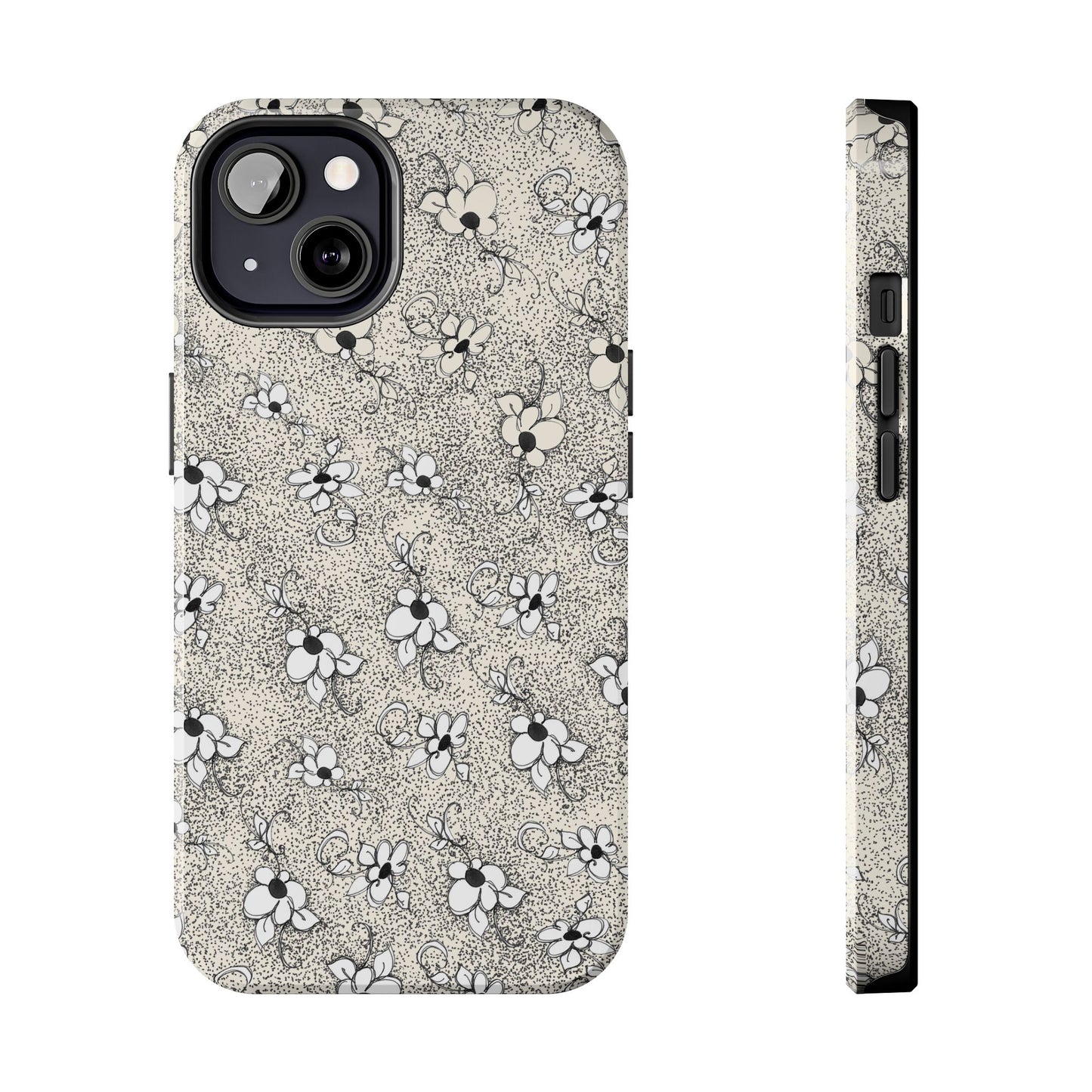 Daisy Flecks Ivory / Black Phone Case