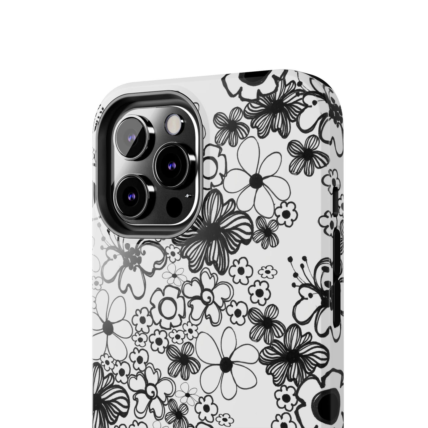 White and Black Flowers Phone Case