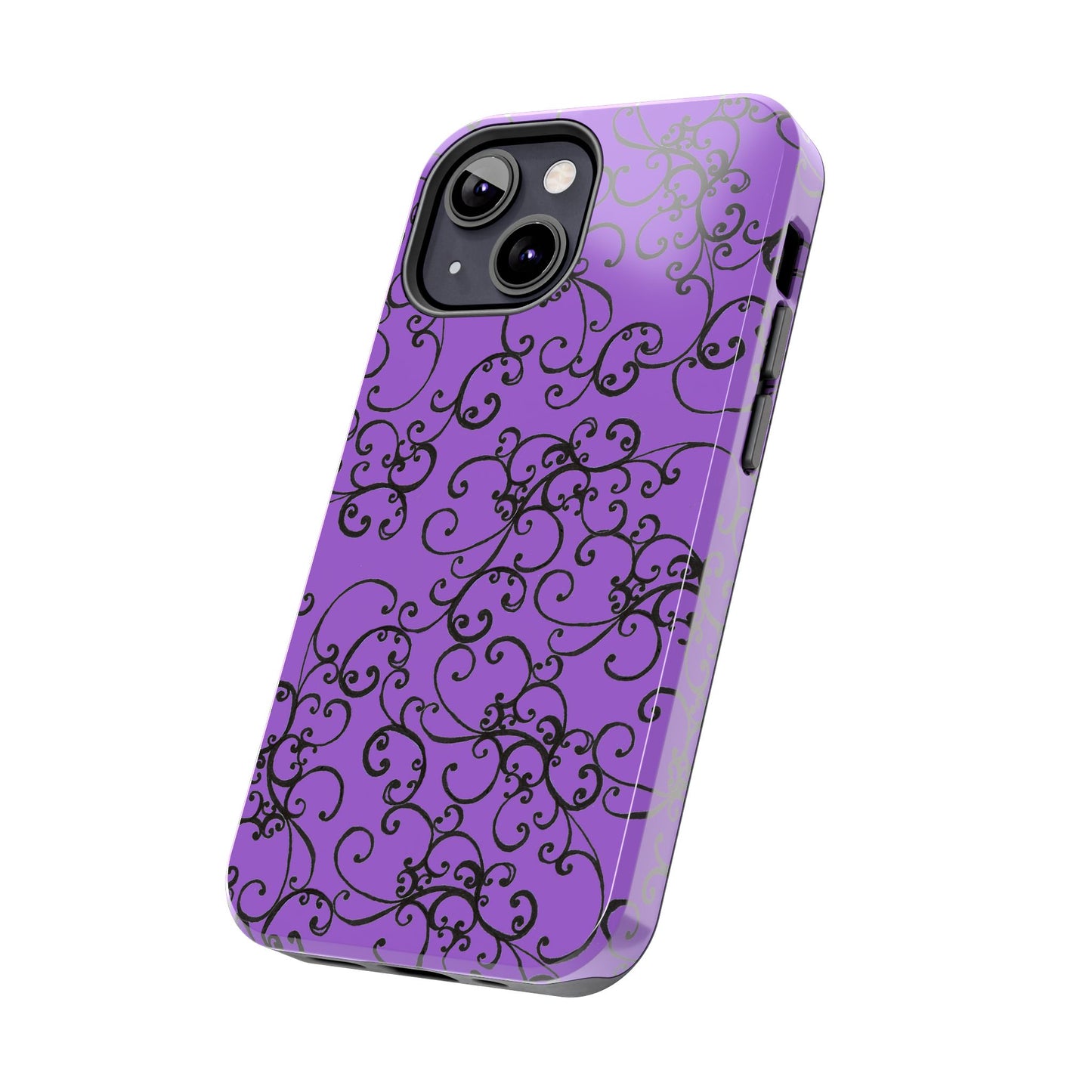 Elegant Scroll Purple / Black Phone Case