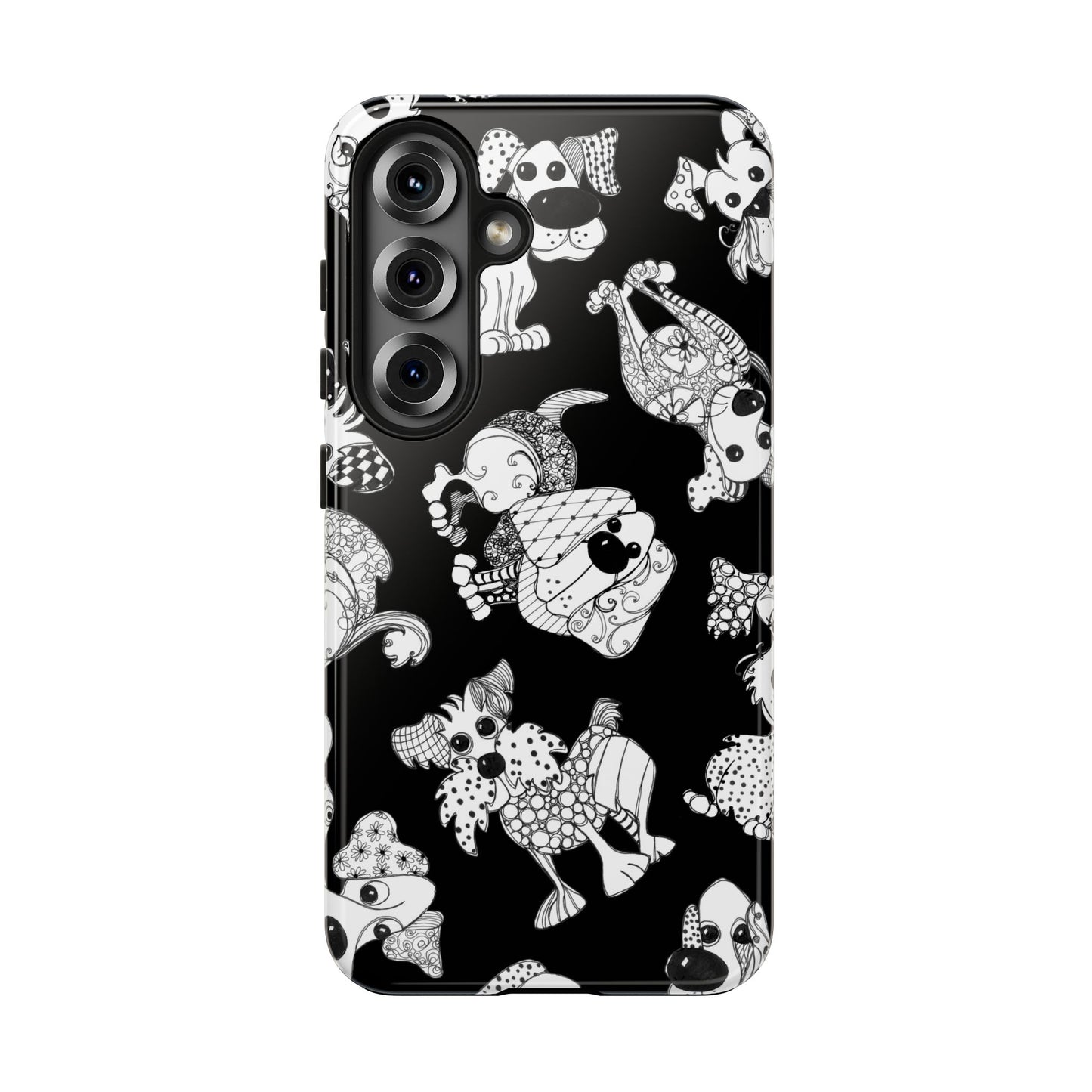 Doodle Dogs Black Phone Case