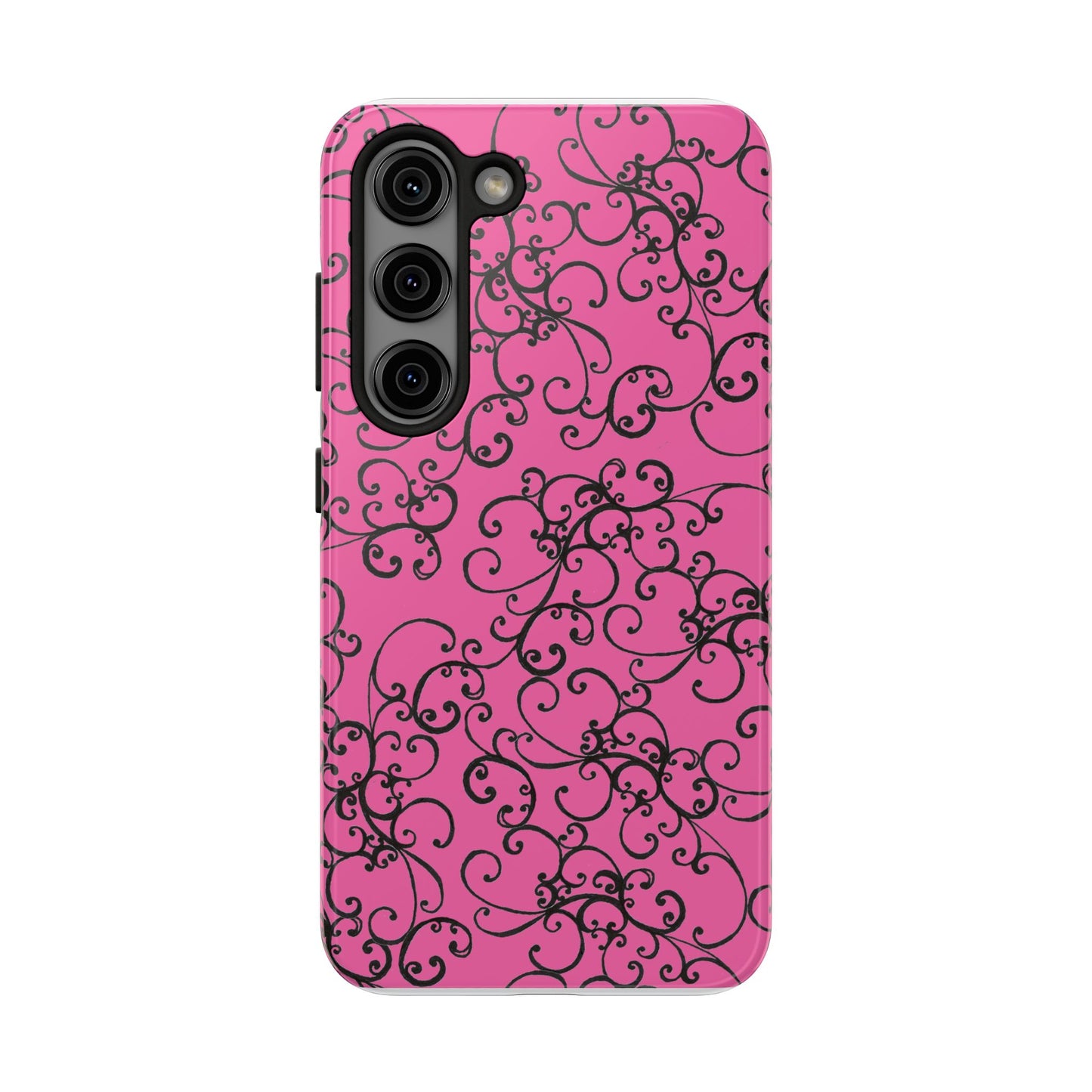 Elegant Scroll Pink / Black Phone Case