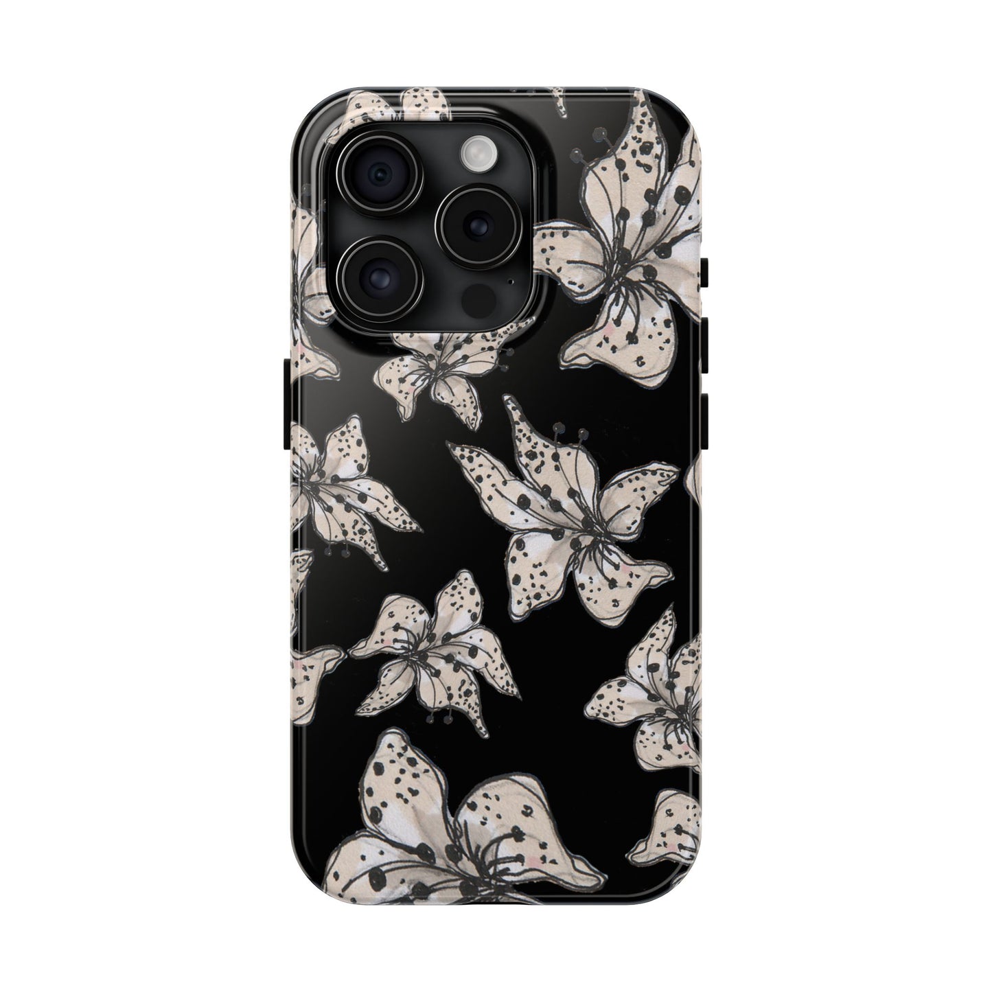 Spotted Lilies Black Phone Case