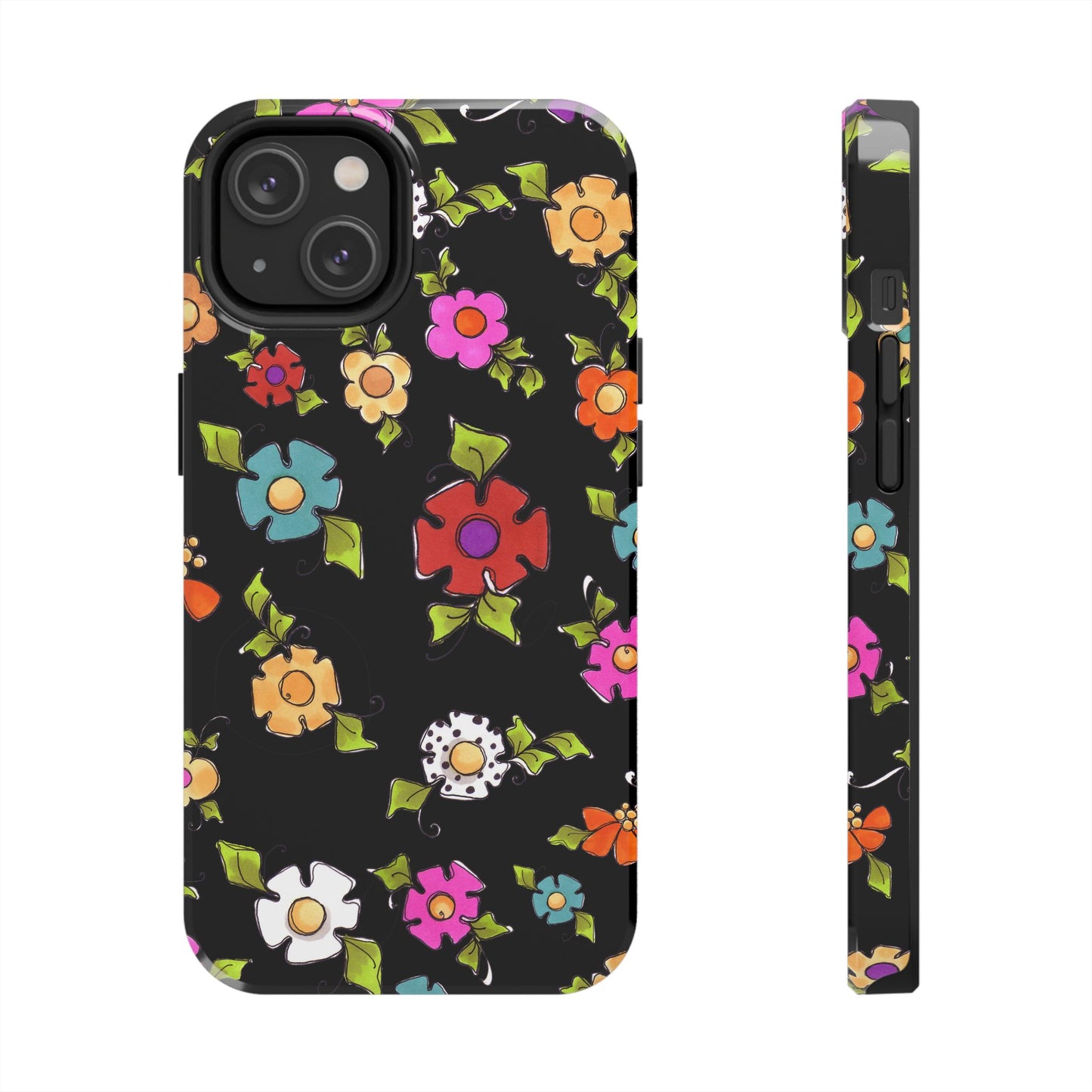 Dog Blooms Black Phone Case