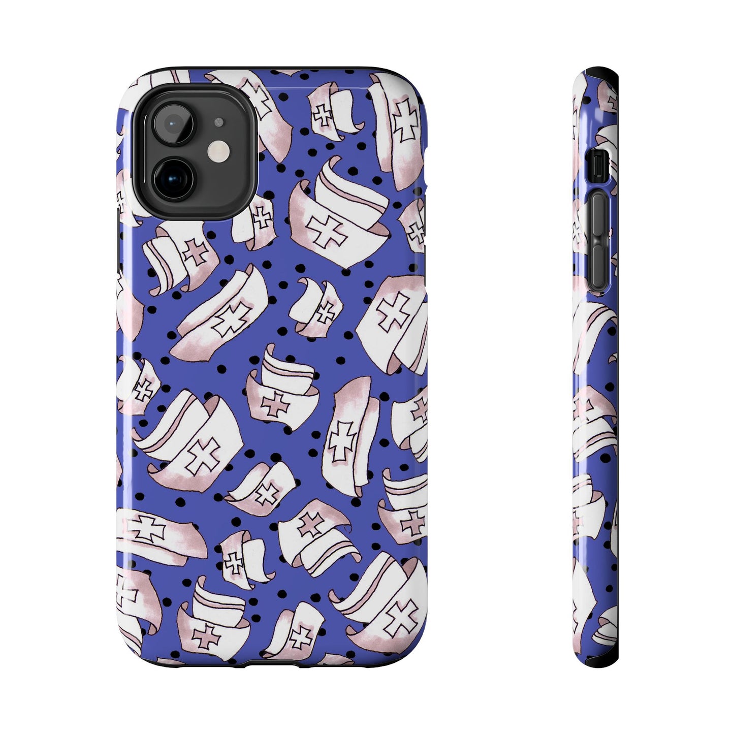 Med Hats Blue / Black Phone Case