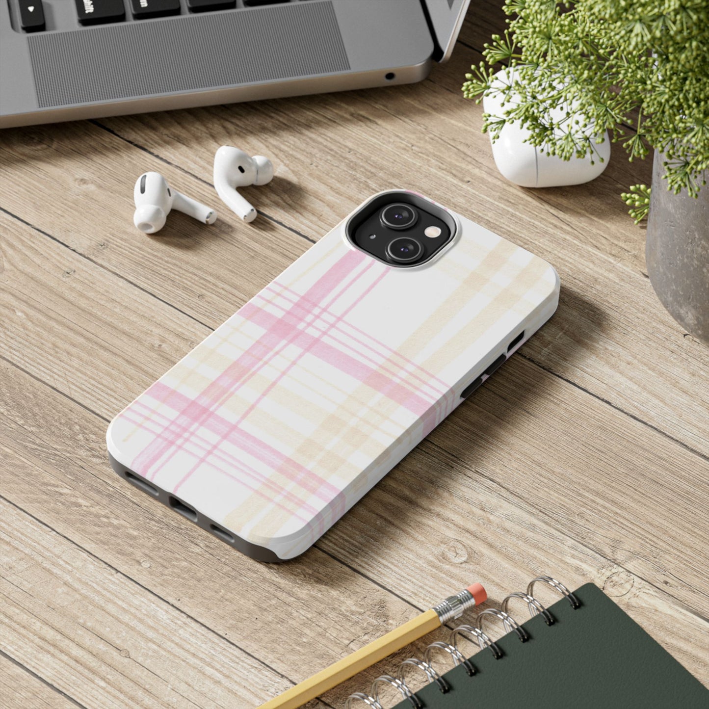 Flower Model Plaid Phone Case