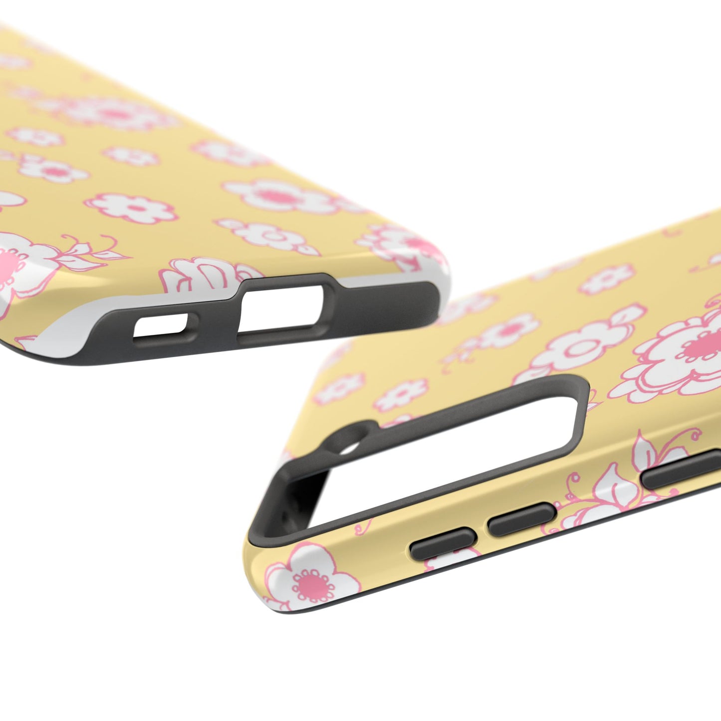 Pink Posies Yellow Phone Case