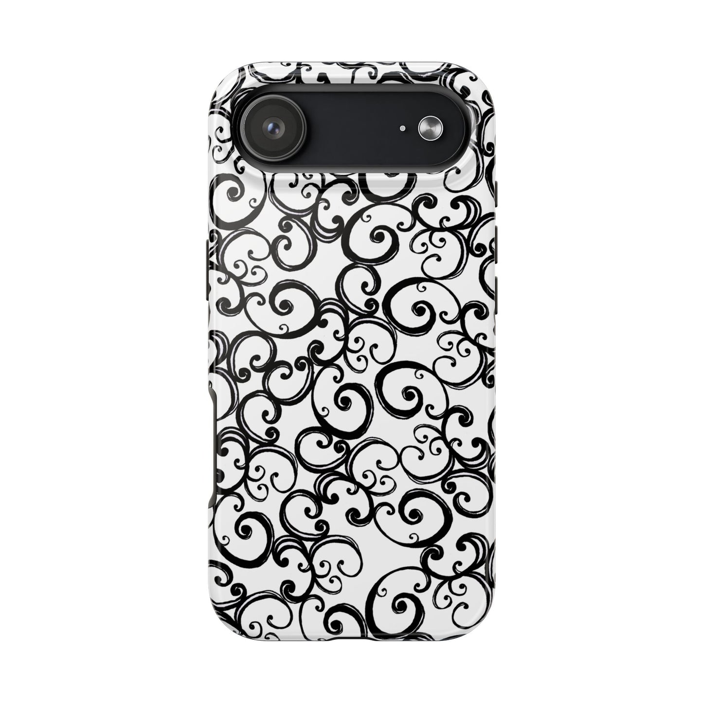 Curls White / Black Phone Case