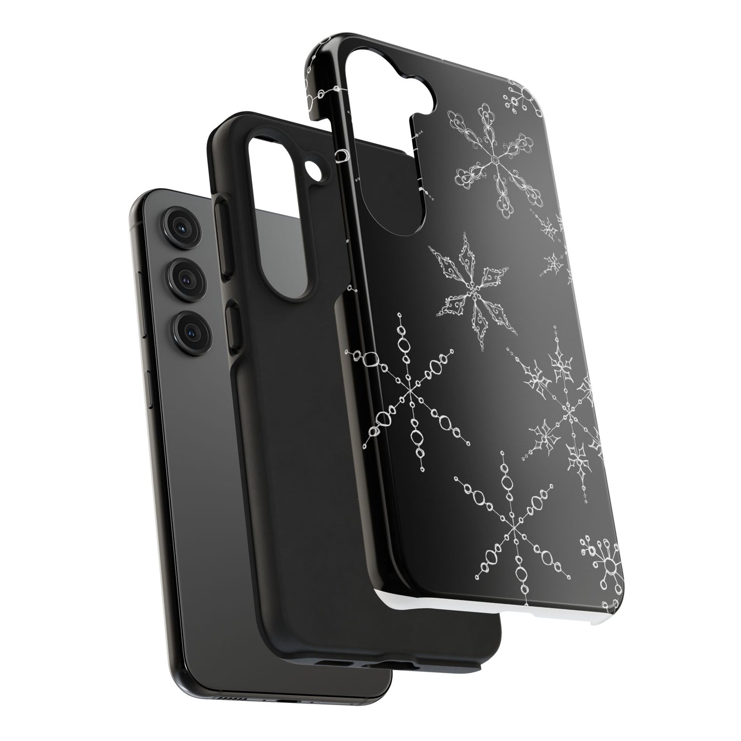 Snowflakes Black Phone Case