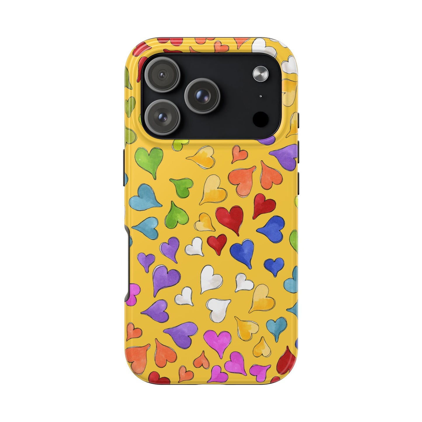 Happy Hearts Yellow Phone Case