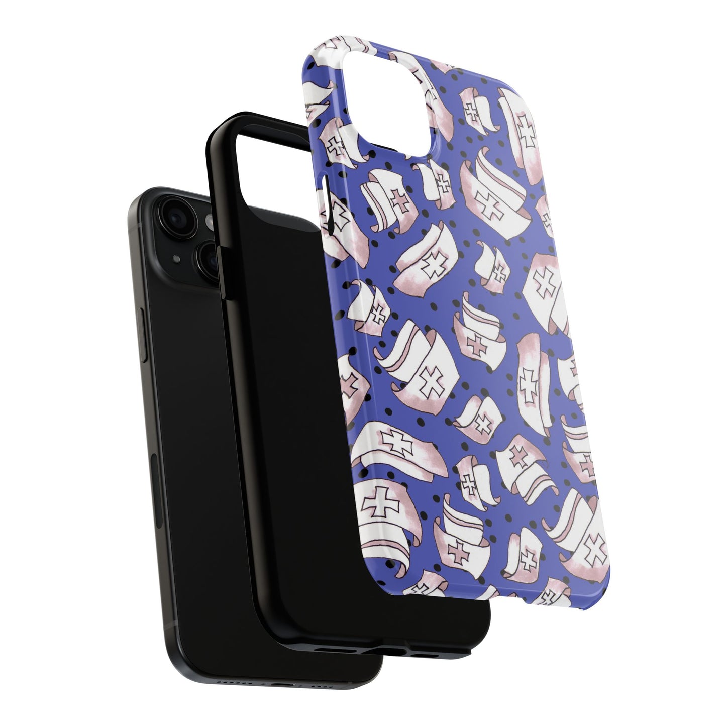 Med Hats Blue / Black Phone Case