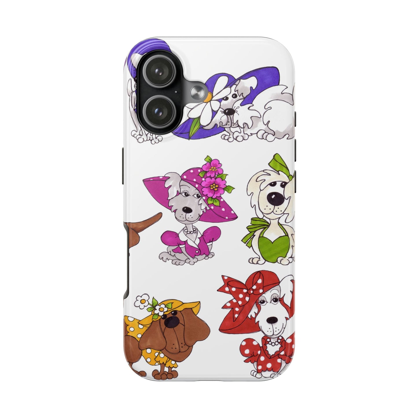 Fancy Dog Line Up White Phone Case